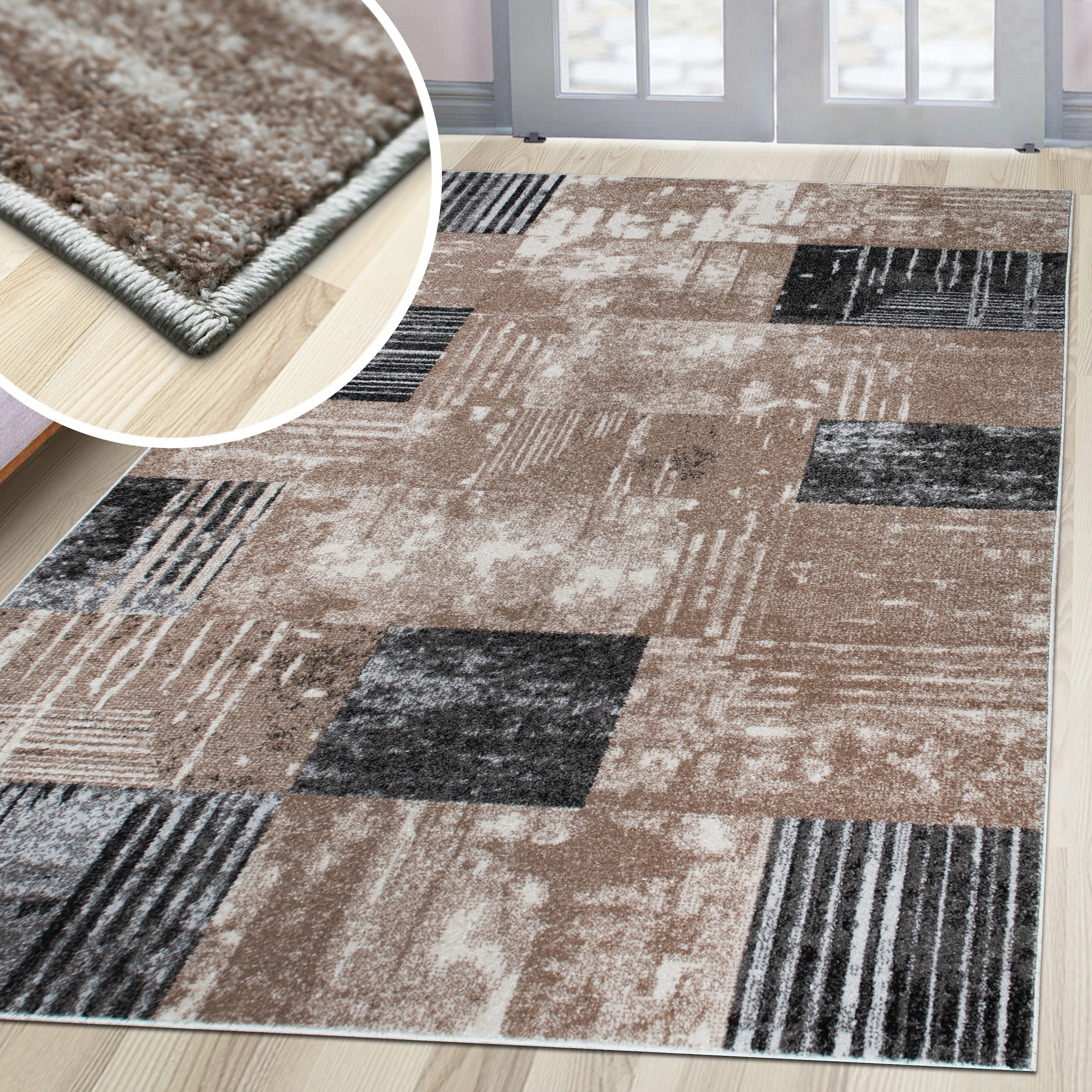 GOODproduct Teppich »Lunari, Vintage-Karo Design« rechteckig 9 mm Höhe modern, weiche Haptik, Wohnzimmer, Esszimmer, Schlafzimmer