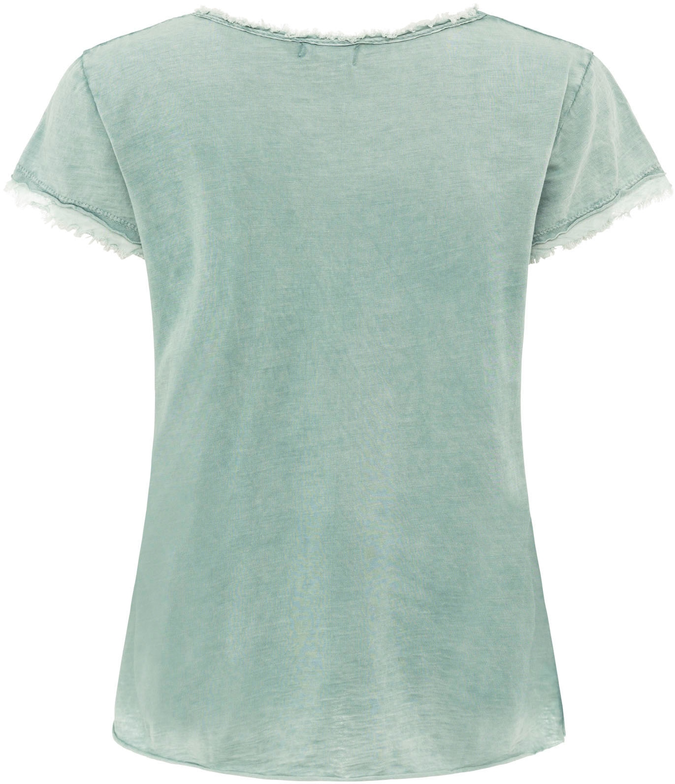 Zwillingsherz T-Shirt »"Positive Mind"«, V-Ausschnitt, Kurzarm, Used-Look, Baumwolle, ausgefranste Kanten