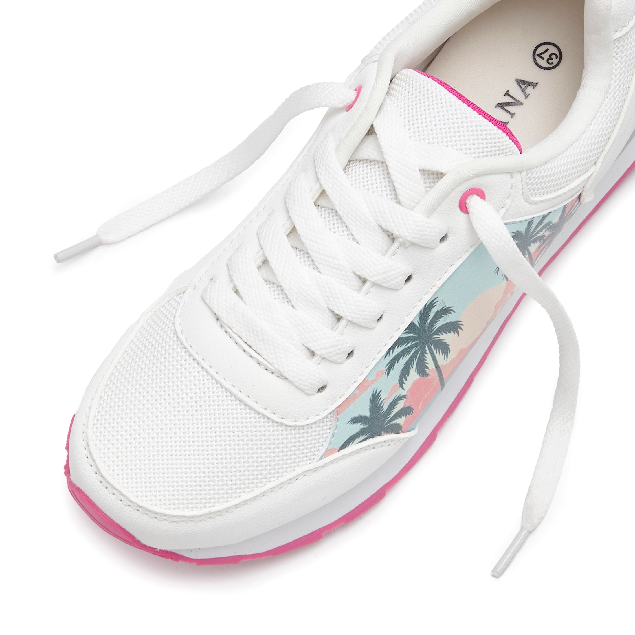 LASCANA Sneaker »Freizeitschuh, Schnürhalbschuh,«  NEU mit raffiniertem Städte-Druck und herausnehmbarer Innensohle