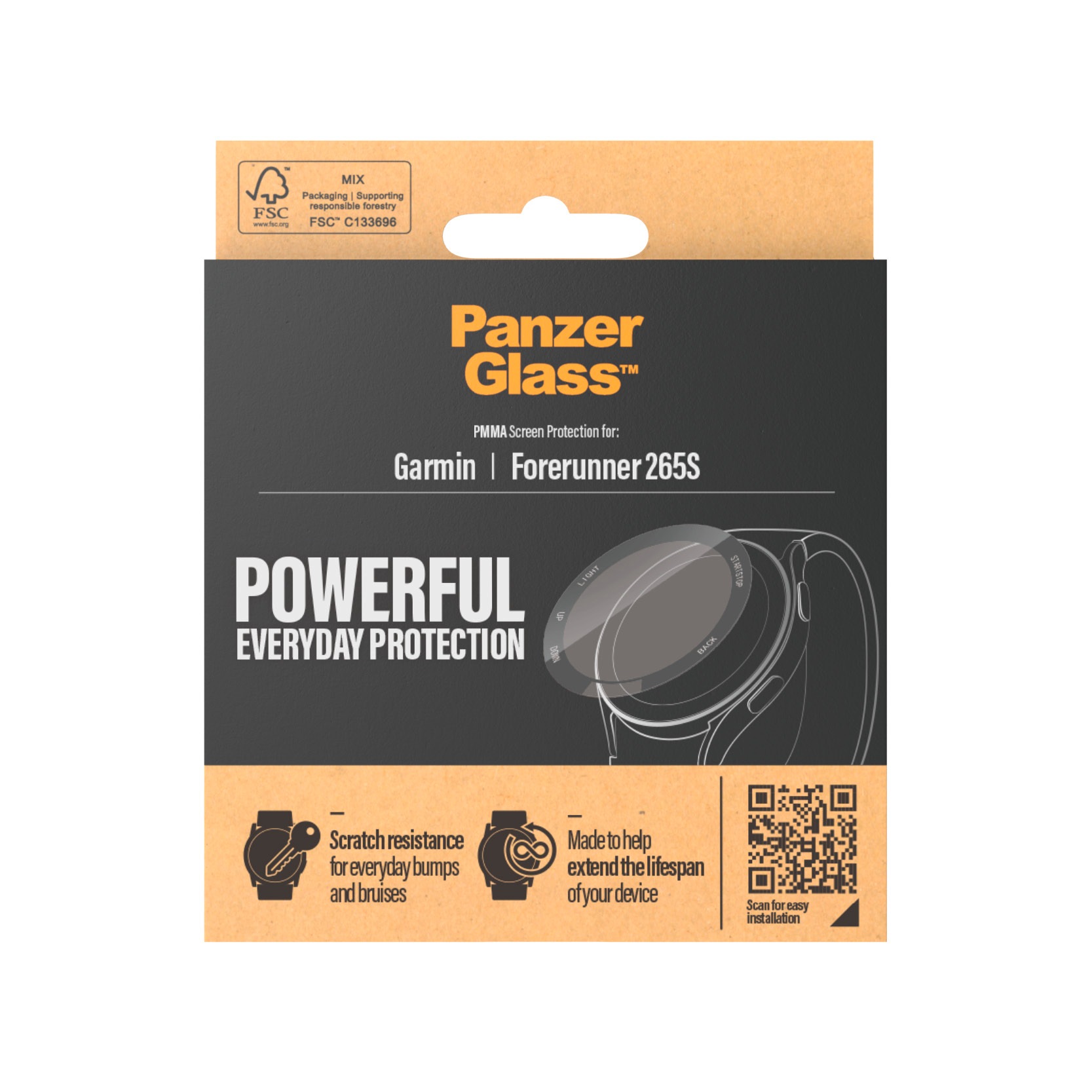 PanzerGlass Displayschutzglas »PMMA Screen Protector«, für Garmin Forerunner 265s, (1 St.), Displayschutzfolie, Schutzfolie, Bildschirmschutz, kratz- & stossfest