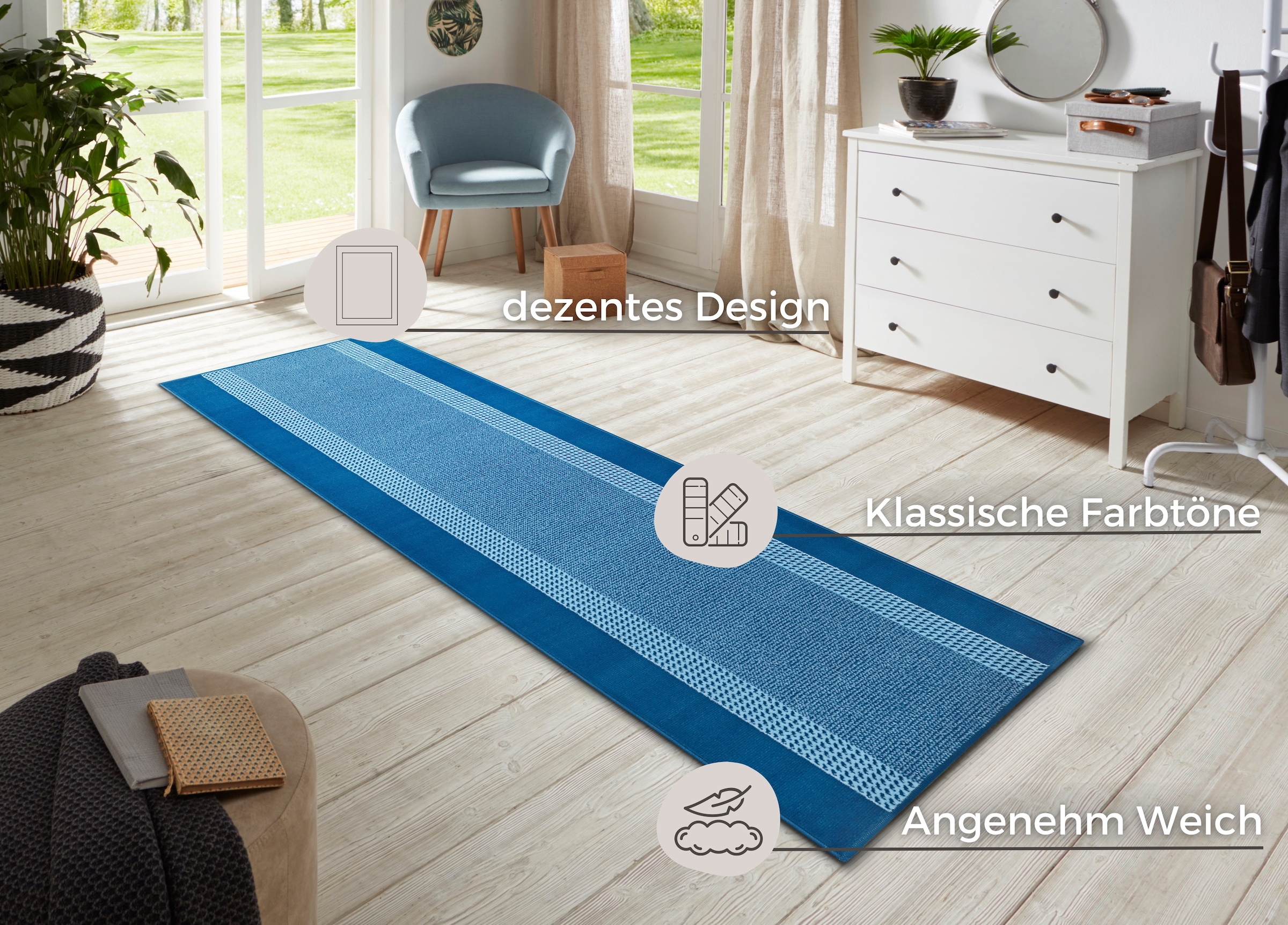 HANSE Home Teppich »Band«, rechteckig, 9 mm Höhe, Kurzflor, weich, Läufer Grössen, Wohnzimmer, Schlafzimmer, Esszimmer