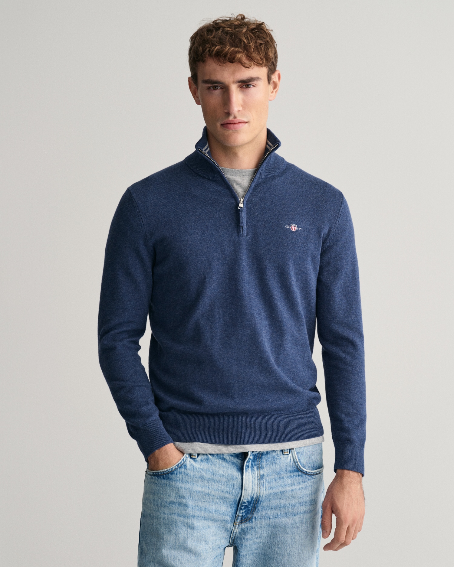 Gant Troyer »CLASSIC COTTON HALF ZIP« mit gerippten Details