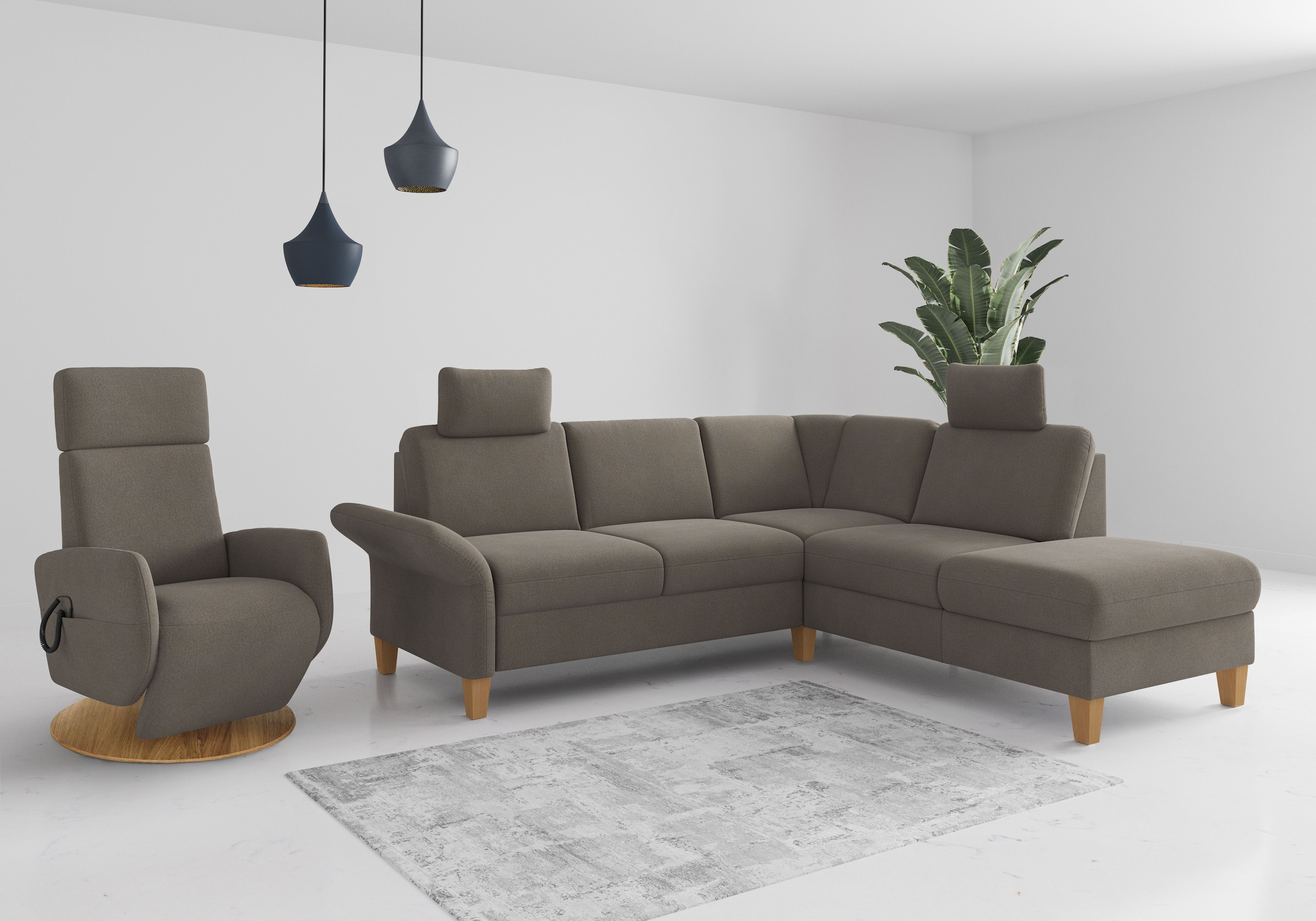 Home affaire Ecksofa »Rochelle«, wahlweise mit Armlverstellung, Klappbett mit Rollen & Bettkasten