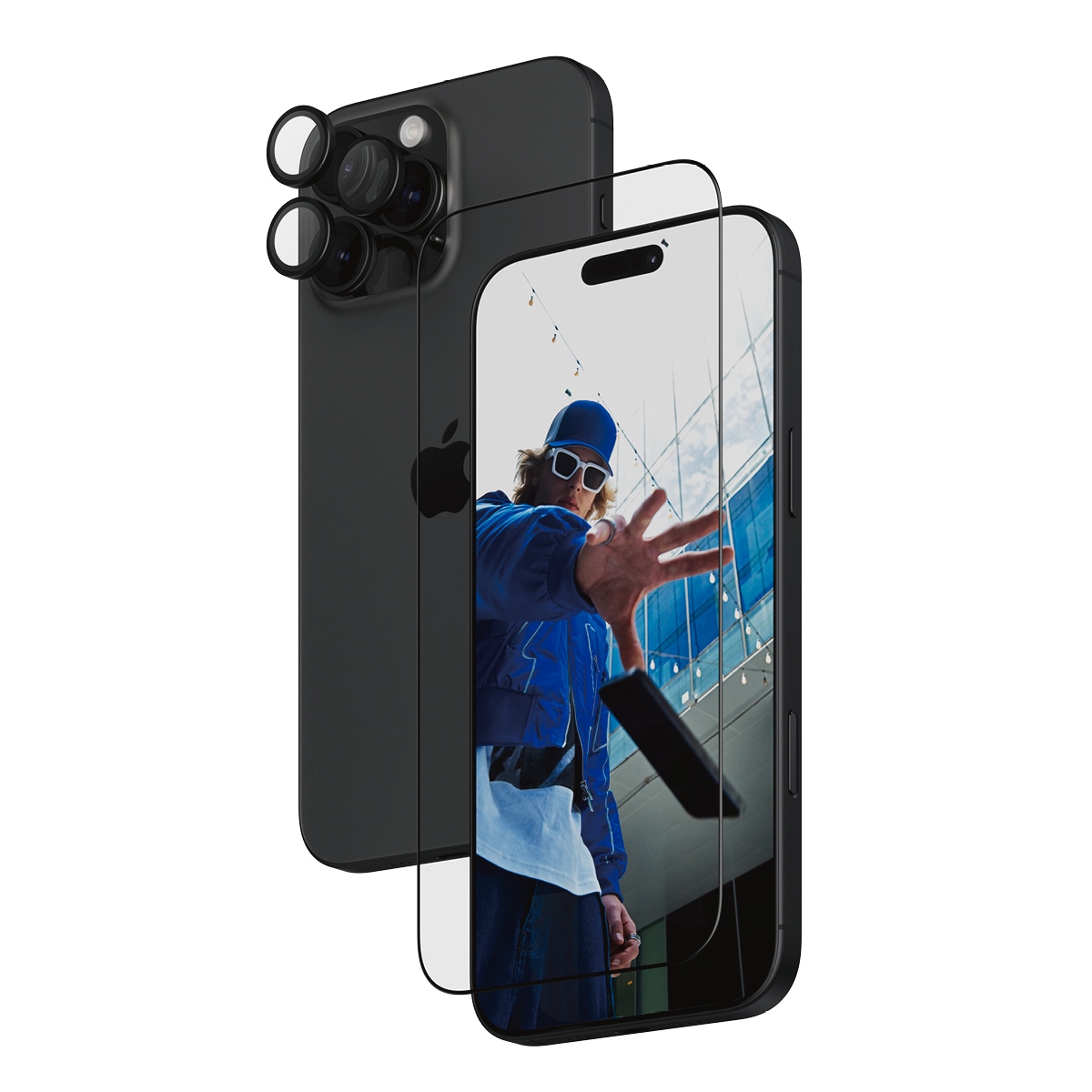PanzerGlass Displayschutzglas »2-in-1 Protection, Glass, Lens Protector«, für Apple iPhone 16 Pro Max, Displayschutzfolie, Schutzfolie, Bildschirmschutz, kratz- & stossfest