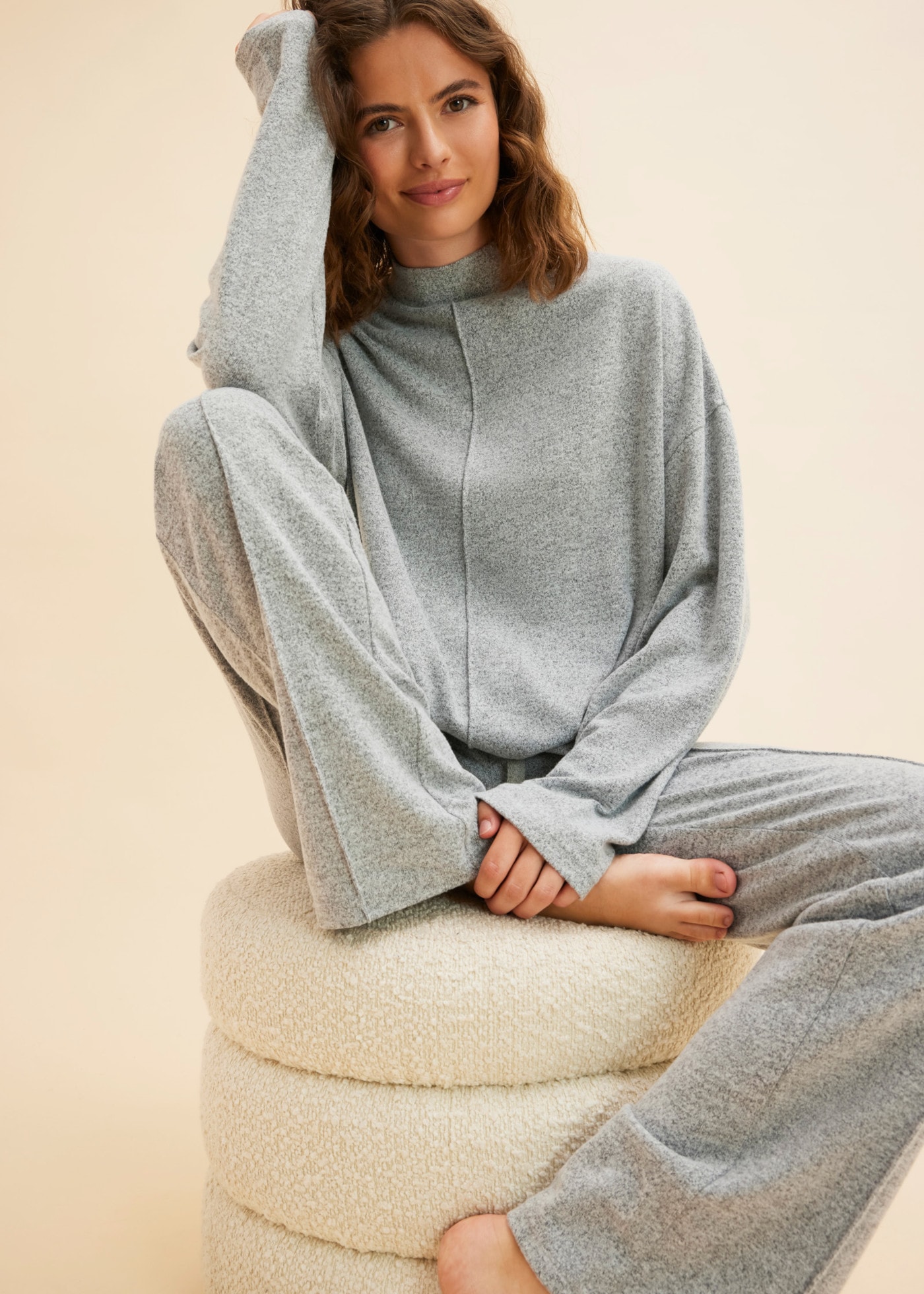 bonprix Hausanzug Set,  kuscheliges Loungewear-Set, Loose Fit, mit Stehkragen, im Casual Stil