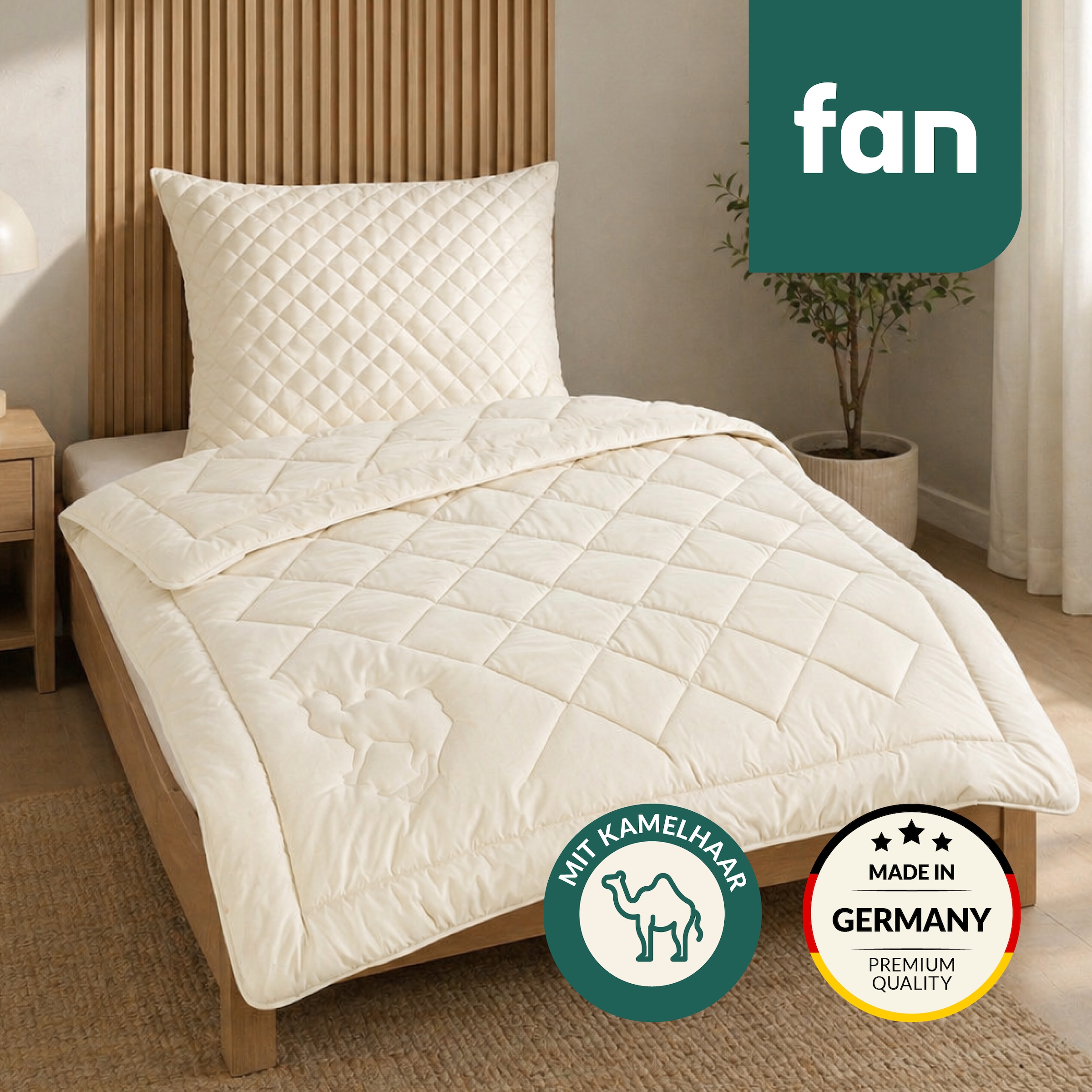 Image of fan Naturhaarbettdecke "Gobi 97% Kamelhaar, Bettdecken für Sommer und Winter" normal Füllung Kamelhaar Bezug Baumwolle 1 Stk. tlg. Kamelhaarfüllung - temperaturausgleichend- Made in Germany