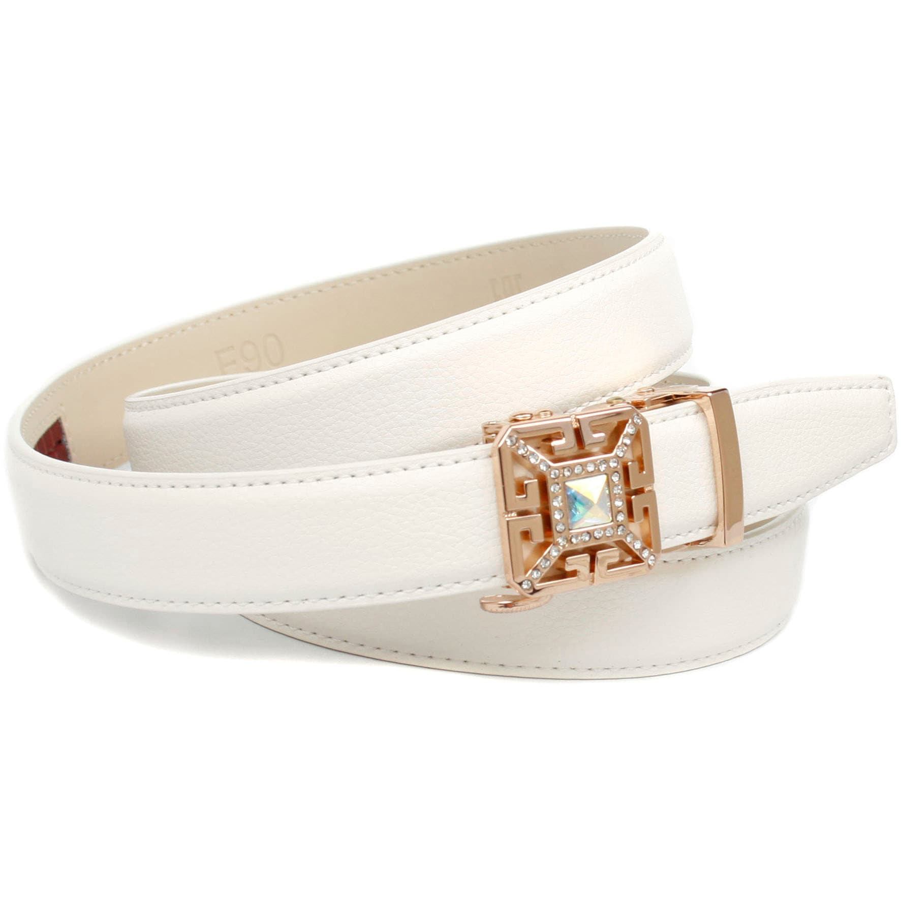 Image of Anthoni Crown Ledergürtel, Femininer Ledergürtel in weiss mit eckiger Schliesse bei Ackermann Versand Schweiz