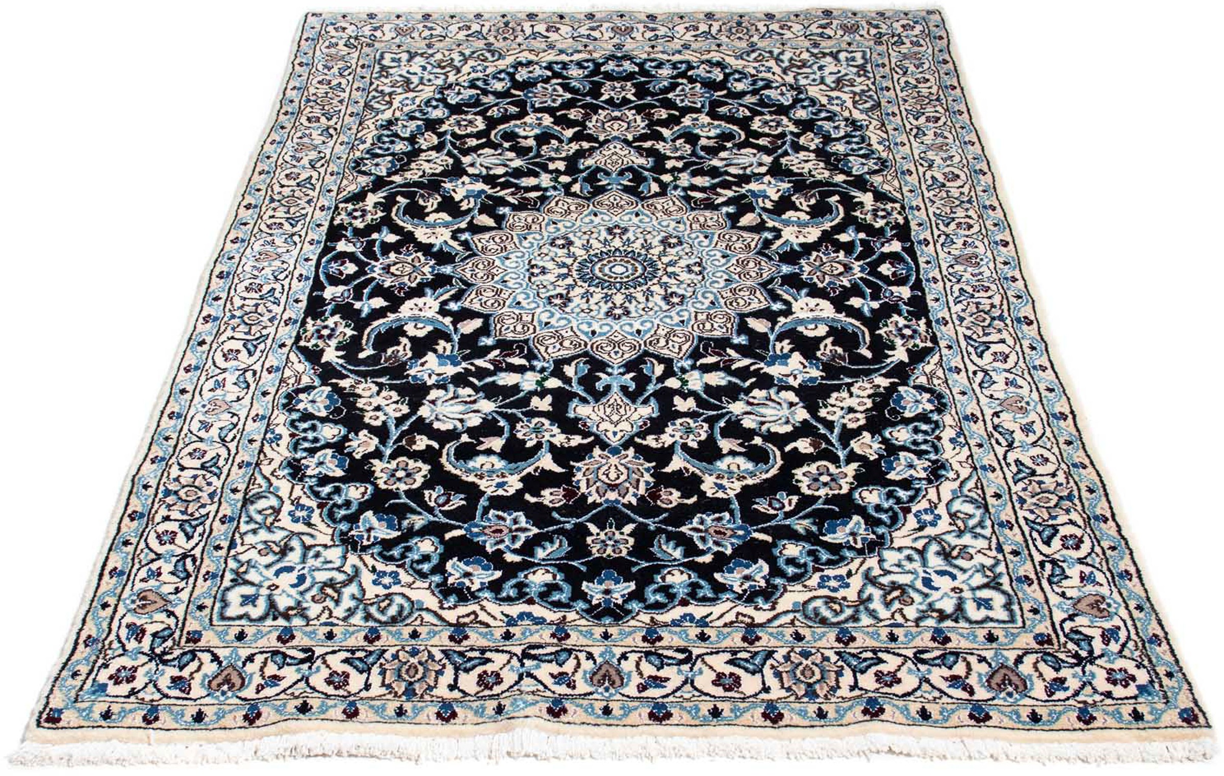 Image of morgenland Orientteppich »Perser - Nain - Royal - 175 x 108 cm - dunkelblau«, rechteckig, 10 mm Höhe, Wohnzimmer, Handgeknüpft, Einzelstück mit Zertifikat bei Ackermann Versand Schweiz