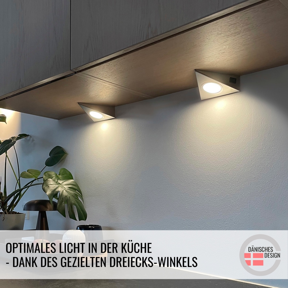 Loevschall LED Unterbauleuchte »Emerald 3-kit, LED Unterbauleuchte, Deckenleuchte für die Küche«, Einbauleuchten Weiss 2W, Dreieckig LED Lampe, Modern Küchenbeleuchtung