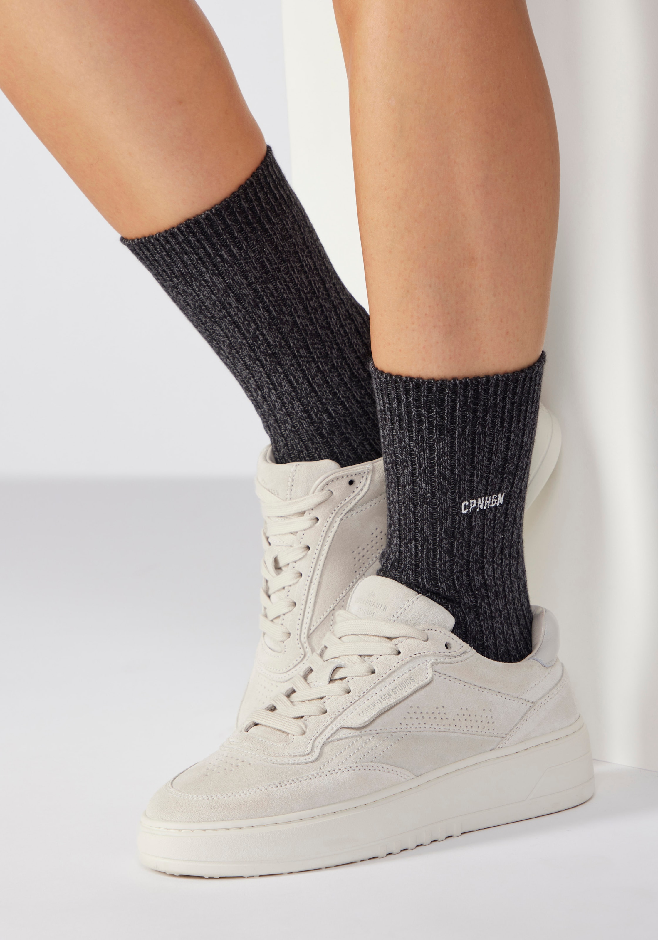 Copenhagen Studios Chaussettes basiques 1 Couple tlg. gerippt mit Logo Stickerei