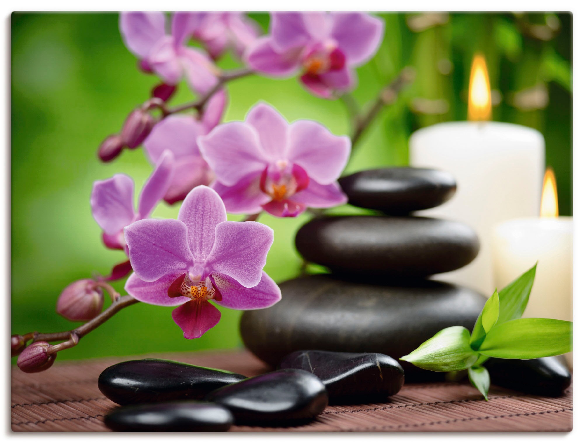 Image of Artland Wandbild »Zen Basaltsteine und Bambus auf Holz«, Zen, (1 St.), in vielen Grössen & Produktarten - Alubild / Outdoorbild für den Aussenbereich, Leinwandbild, Poster, Wandaufkleber / Wandtattoo auch für Badezimmer geeignet bei Ackermann Versand Schw