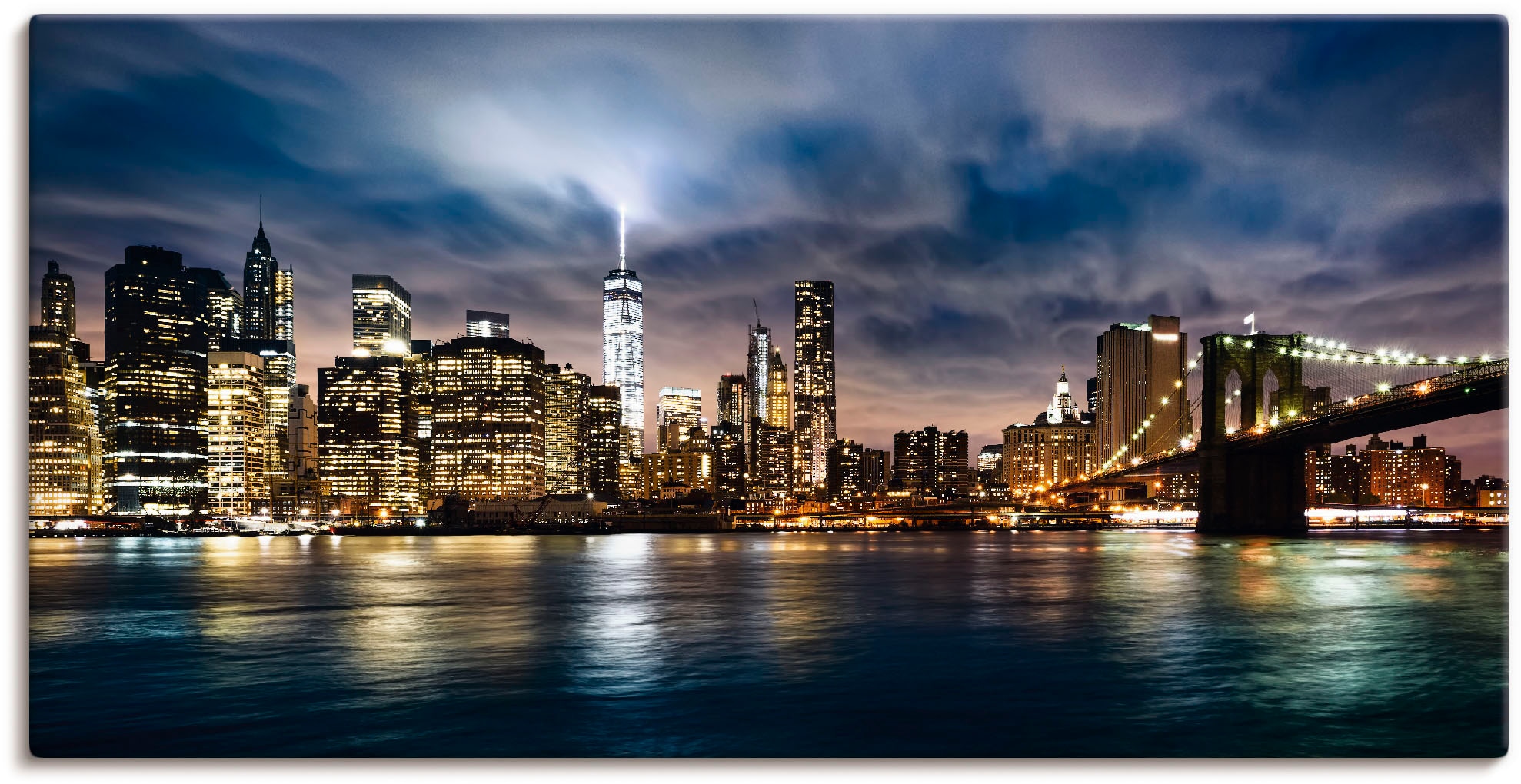 Image of Artland Leinwandbild "Sonnenaufgang über Manhattan" Amerika 1 Stk. tlg. auf Holzrahmen gespannt
