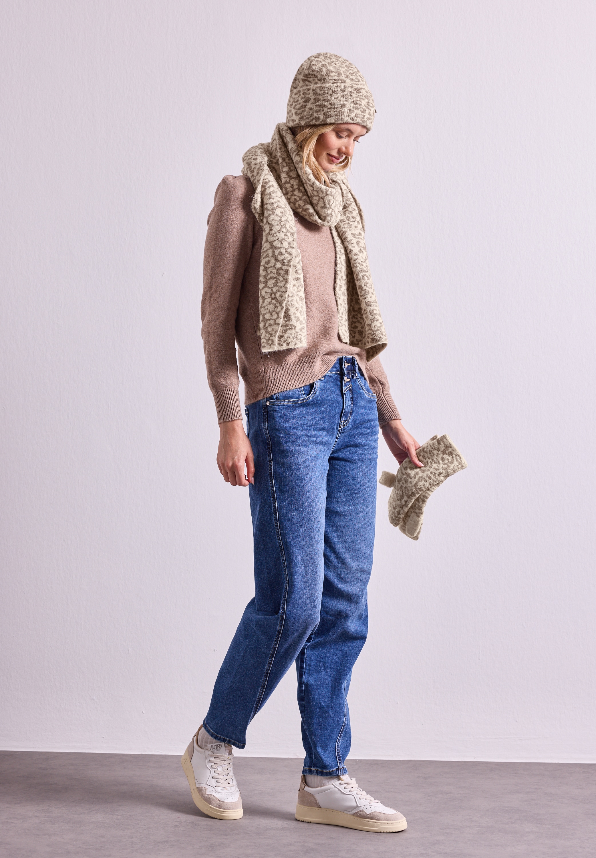 STREET ONE Écharpe tricotée Écharpe jacquard avec motif léopard