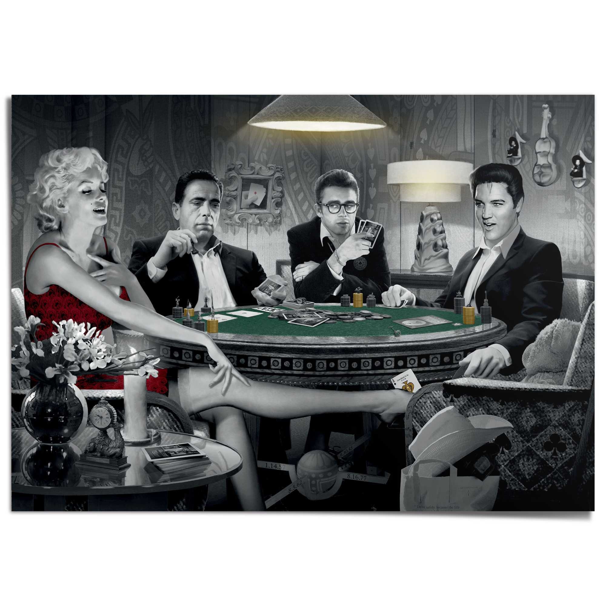 Image of Reinders Poster "Chris Consani - four of a kind" Home Office - Monroe-Presley-Dean-Bogart - Schwarz-Weiss - Papier