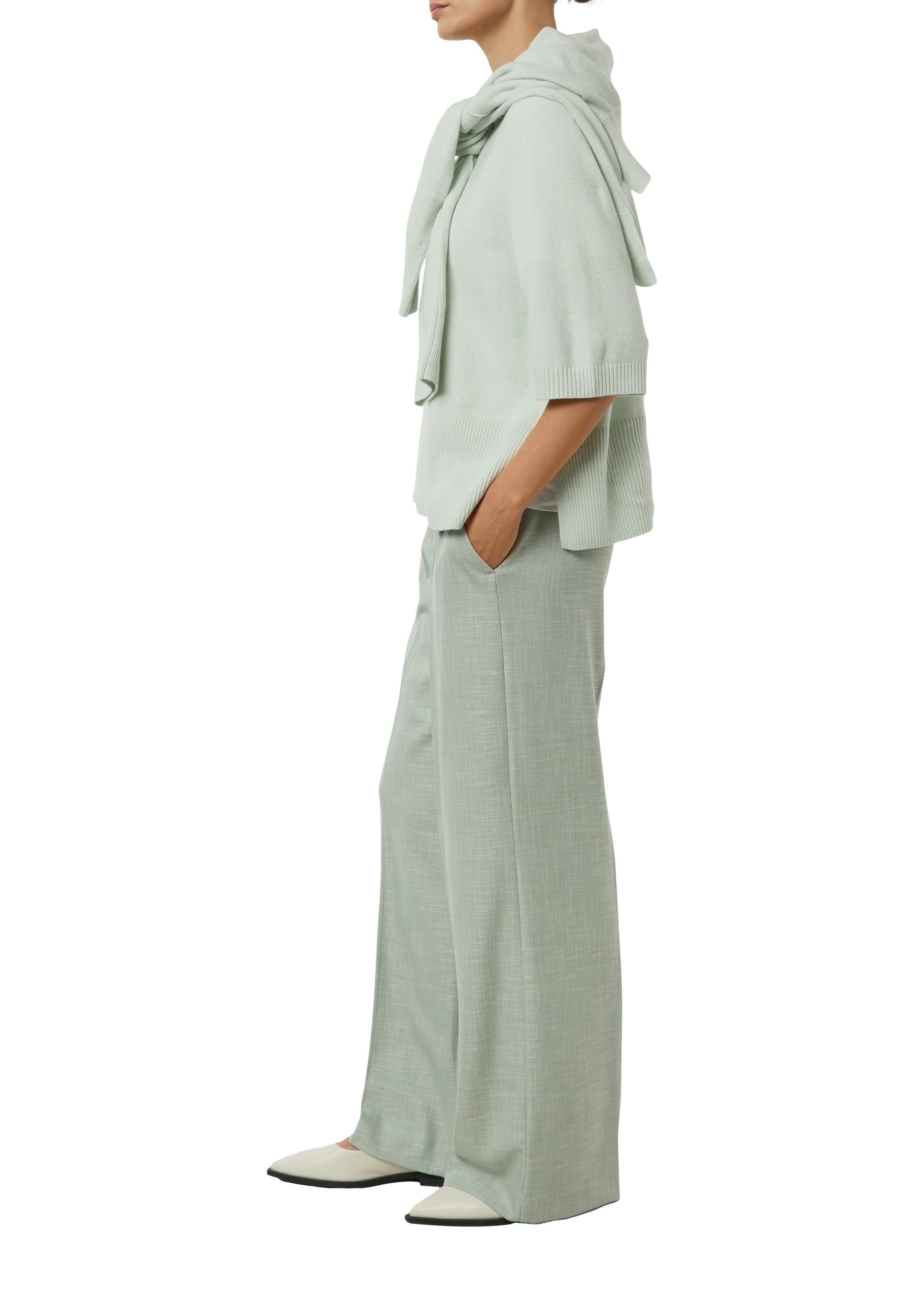 Comma Stoffhose  meliert, mit geradem Bein und Bundfalte