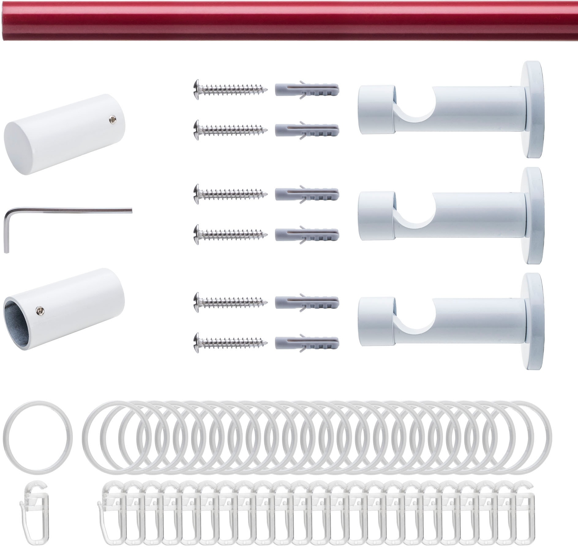 Liedeco Gardinenstange »Fertigstilgarnitur 20 mm Power Celebration Zylinder«, 1 läufig-läufig, Fixmass, Gardinenstange Komplett, Farbkombination