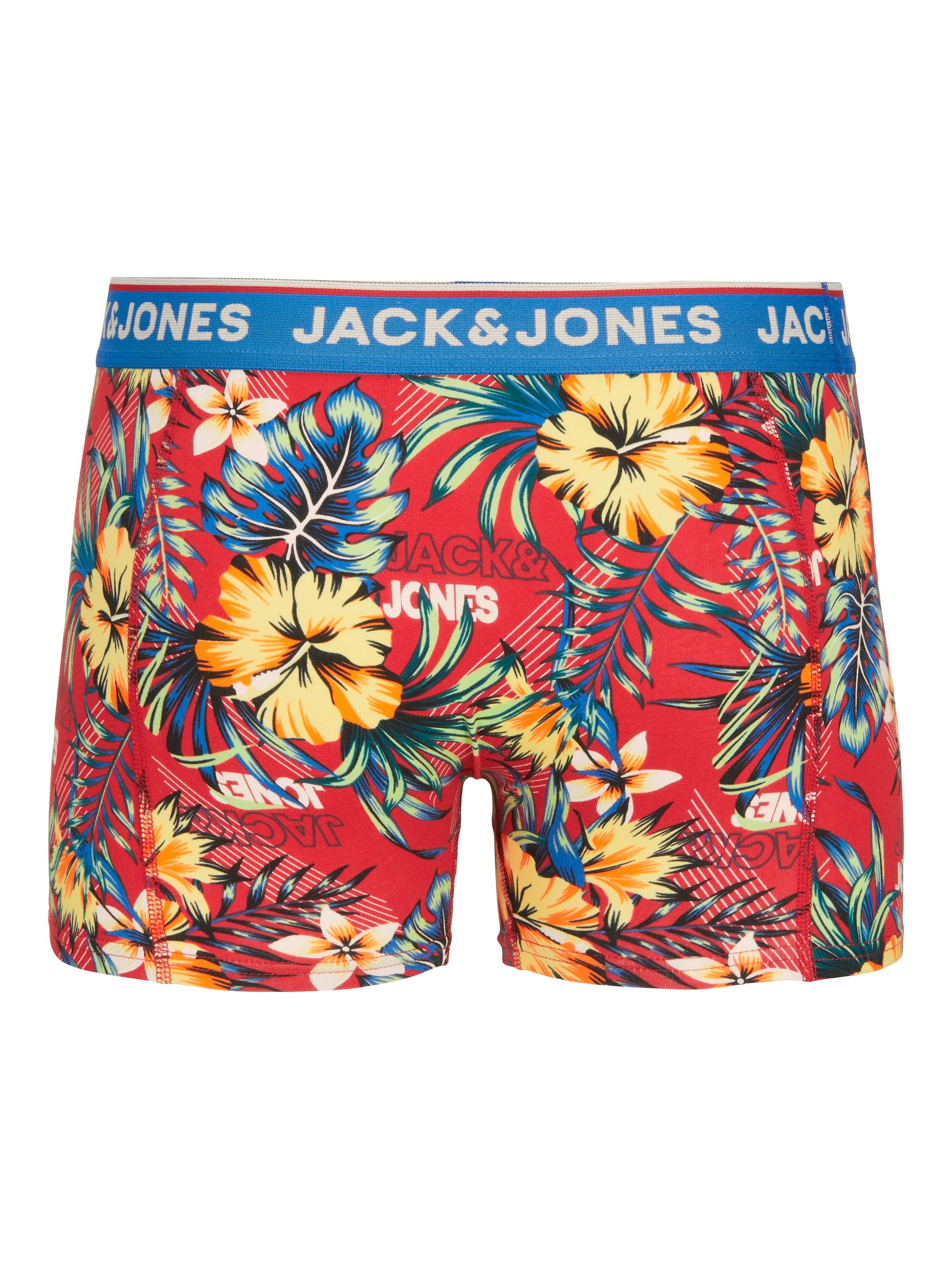 Jack & Jones Boxershorts »JACAZORES im 3er-Pack mit elastischem Bund und bequemem Stoff«, 3 Stk. bedruckt, casual Stil, regular fit, Rundhals, Single Jersey
