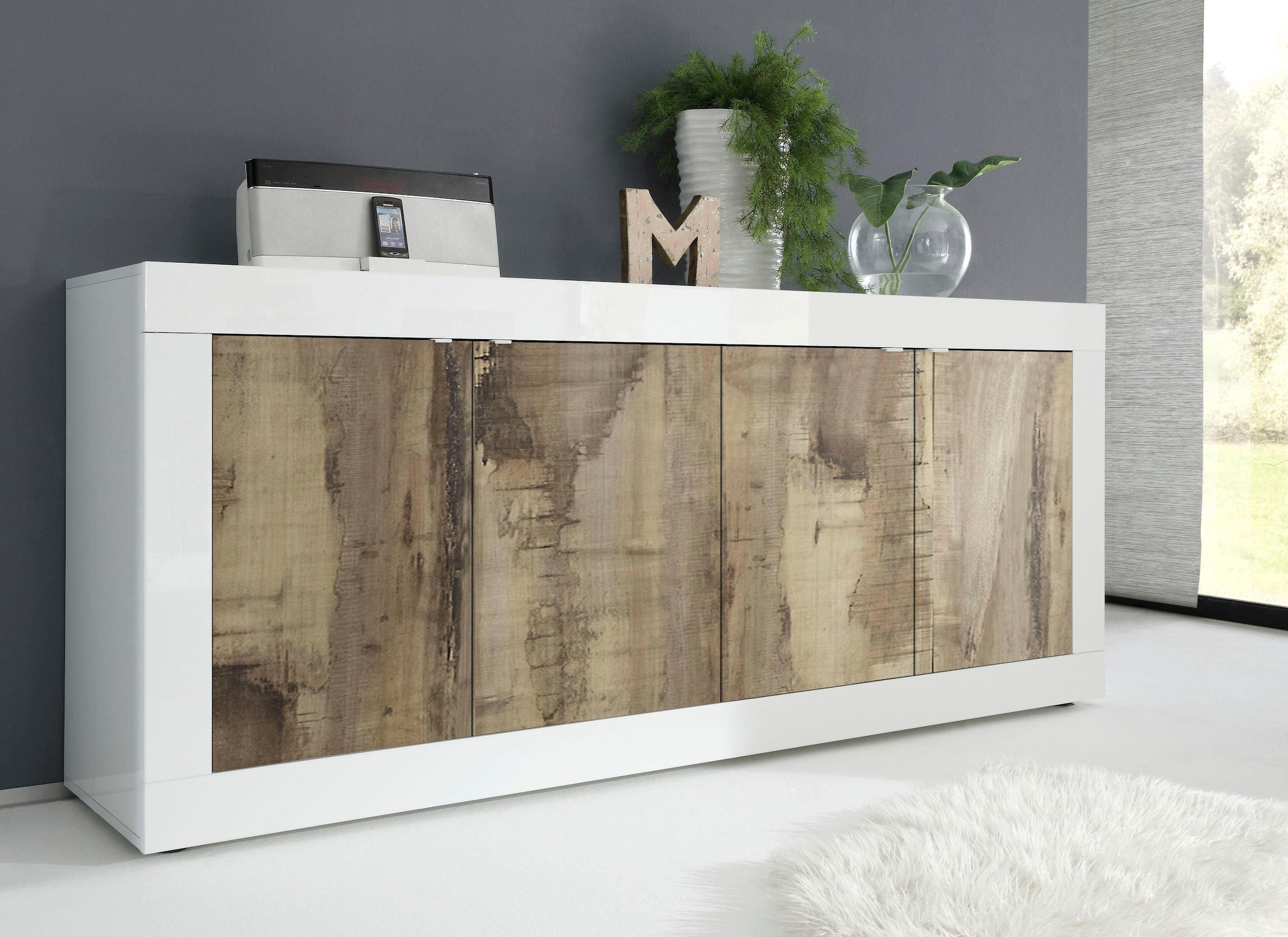 Image of Home affaire Sideboard "Basic Breite 207 cm, Kommode 4 Türen, Anrichte," Metallgriff, moderne Rahmenoptik, viel Stauraum, Farbauswahl