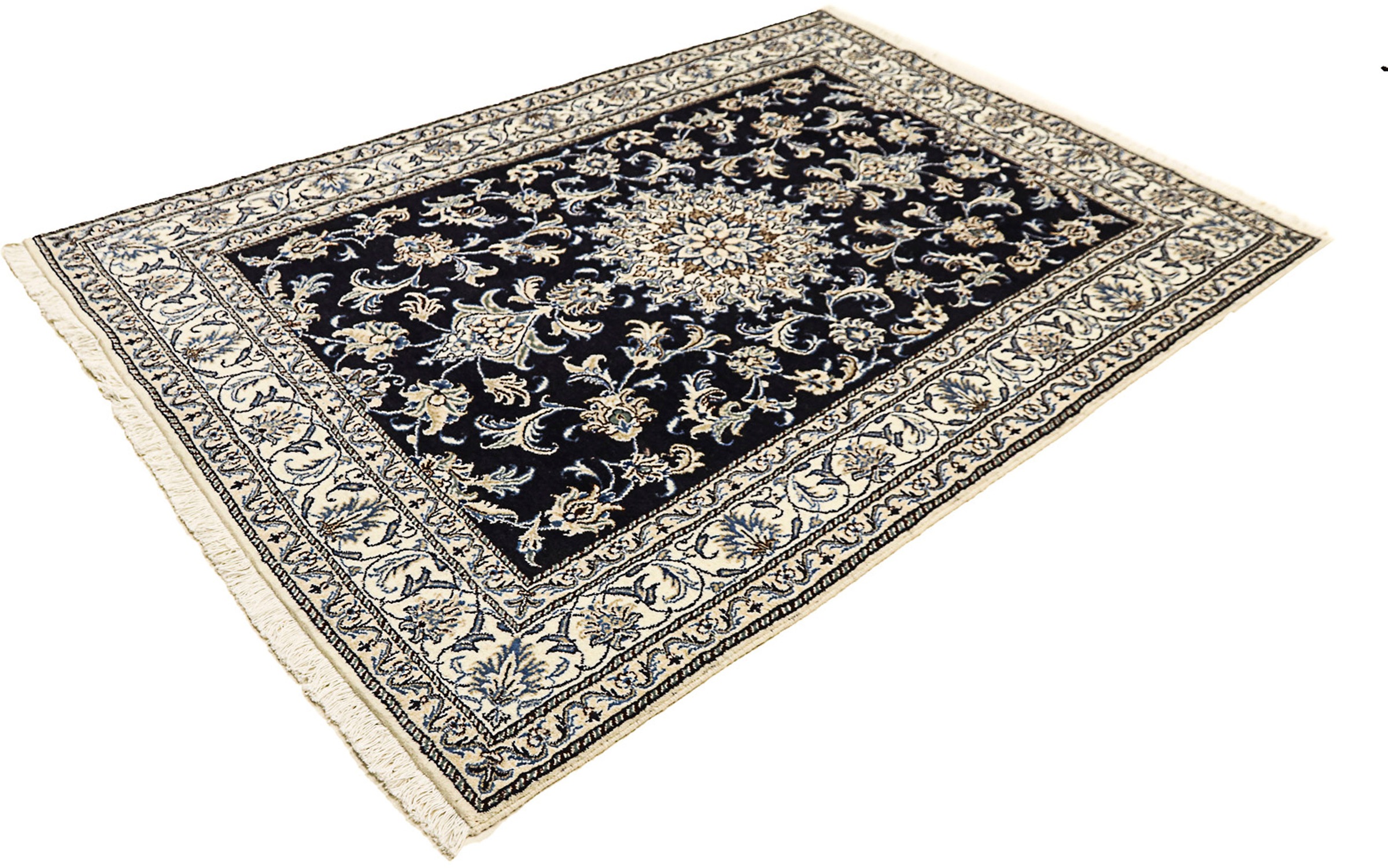 Image of morgenland Orientteppich »Perser - Nain - 202 x 150 cm - dunkelblau«, rechteckig, 12 mm Höhe, Wohnzimmer, Handgeknüpft, Einzelstück mit Zertifikat bei Ackermann Versand Schweiz