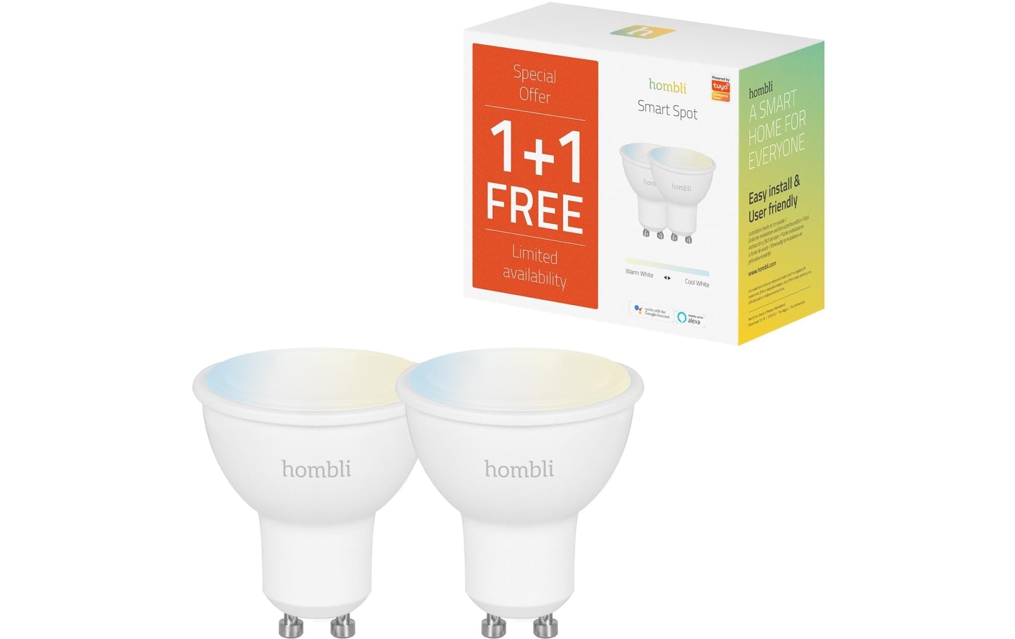 LED-Leuchtmittel »hombli Smart Spot GU10 45050 W CCT 1+1 Pack«, GU10,...