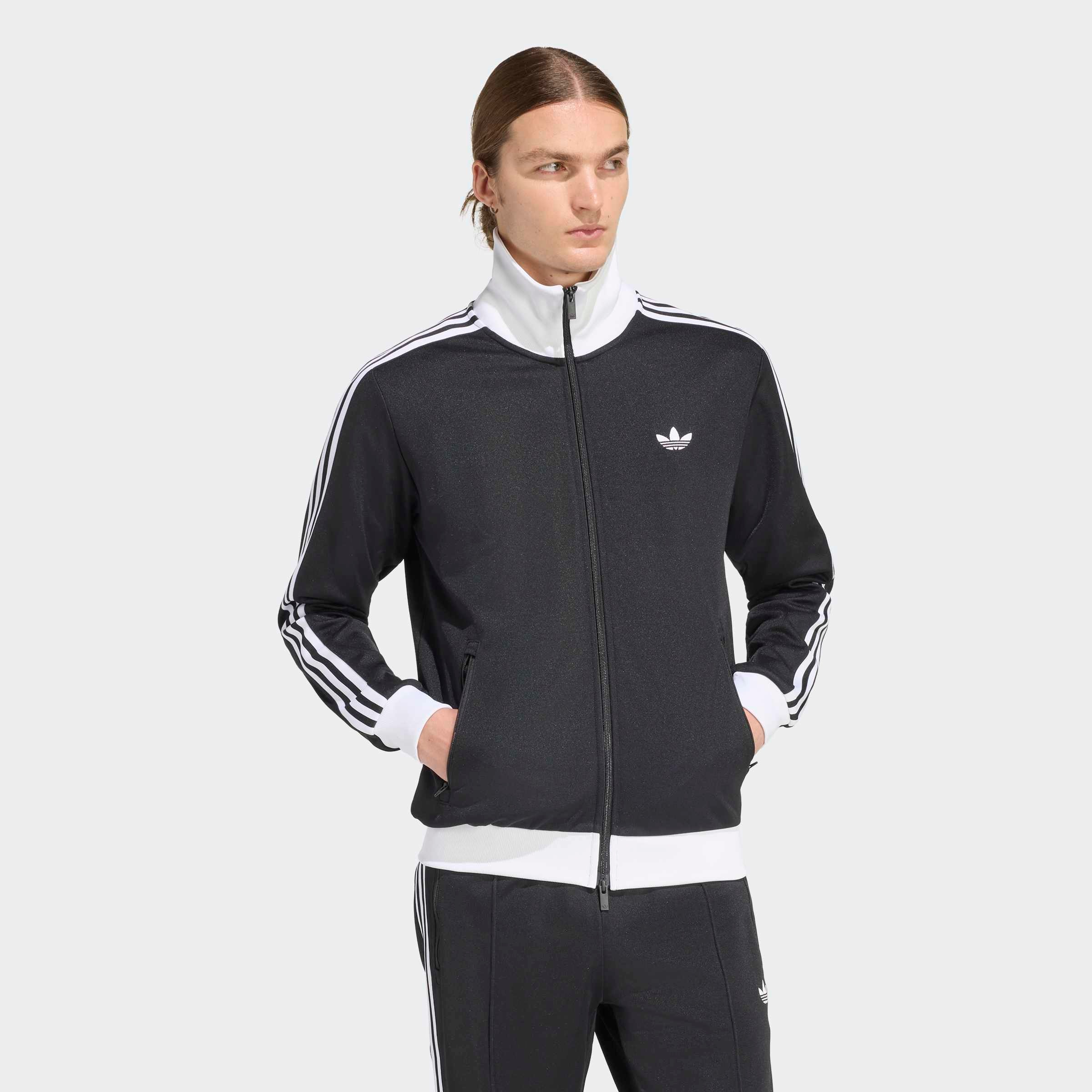 adidas Originals Trainingsjacke »BECKENBAUER ORIGINALS« mit Rundhalsausschnitt, aus Baumwolle und Polyester, in normaler Länge