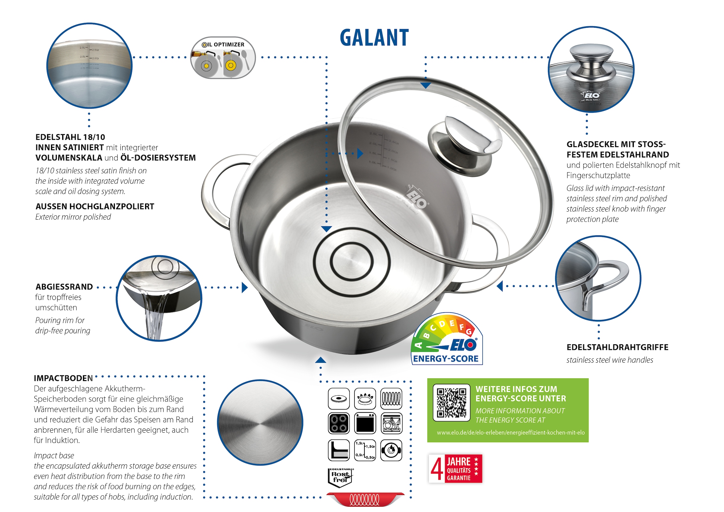 Elo Marmite à rôtir »Galant« Acier inoxydable 18/10