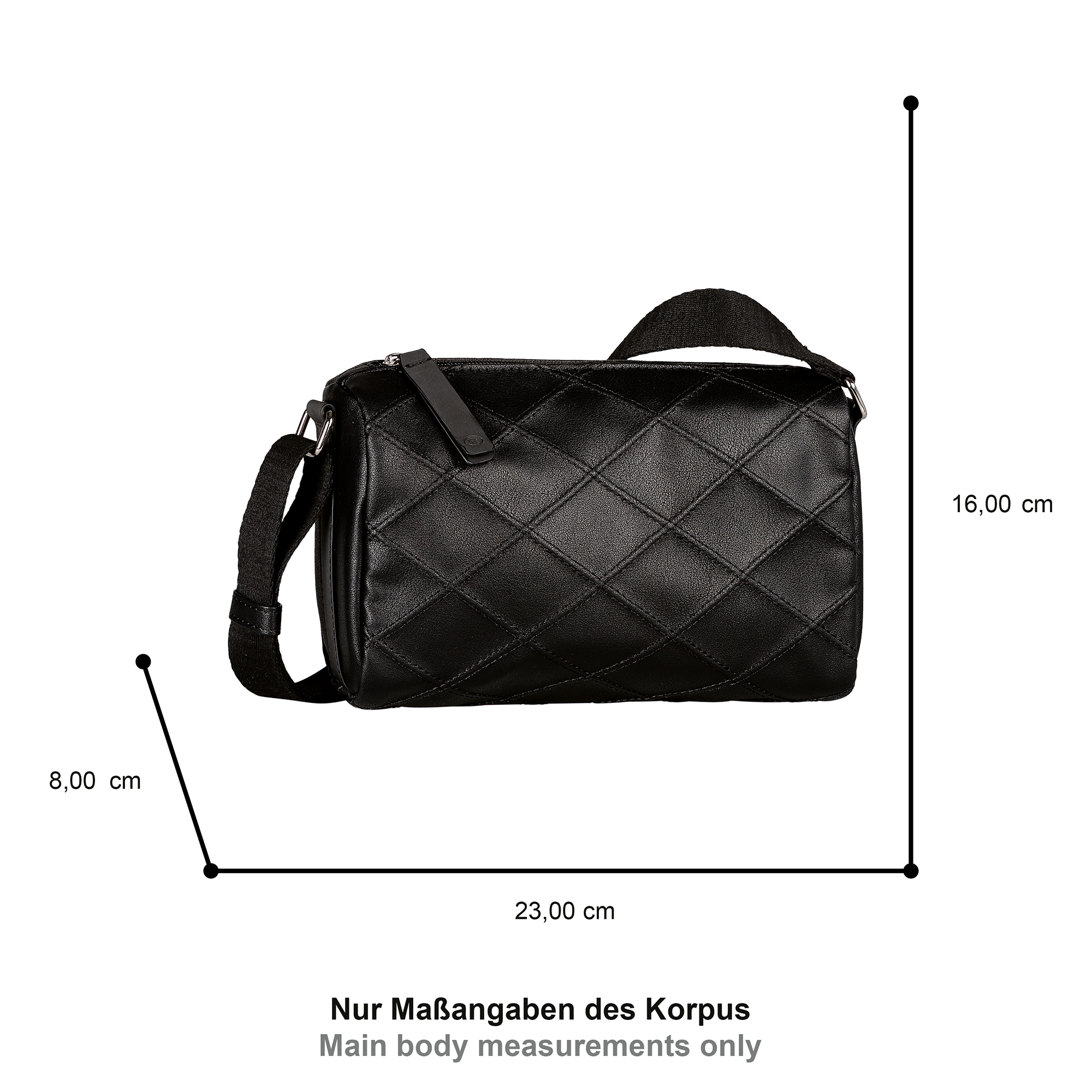 TOM TAILOR Sac à bandoulière »Skylar« similicuir matelassé concave, fine bande tissée et éléments réfléchissants