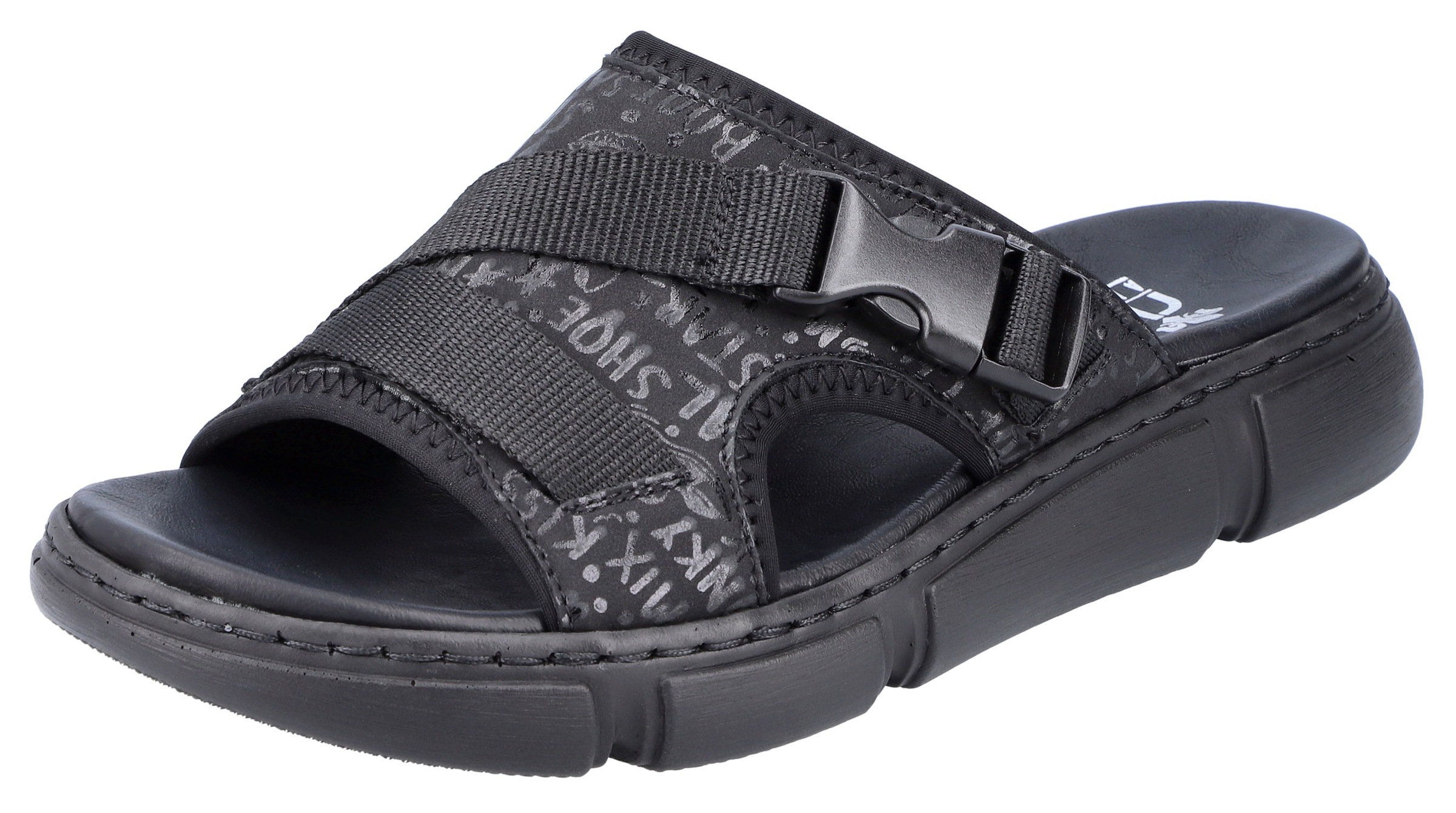 Image of Rieker Pantolette, mit Letterprint bei Ackermann Versand Schweiz