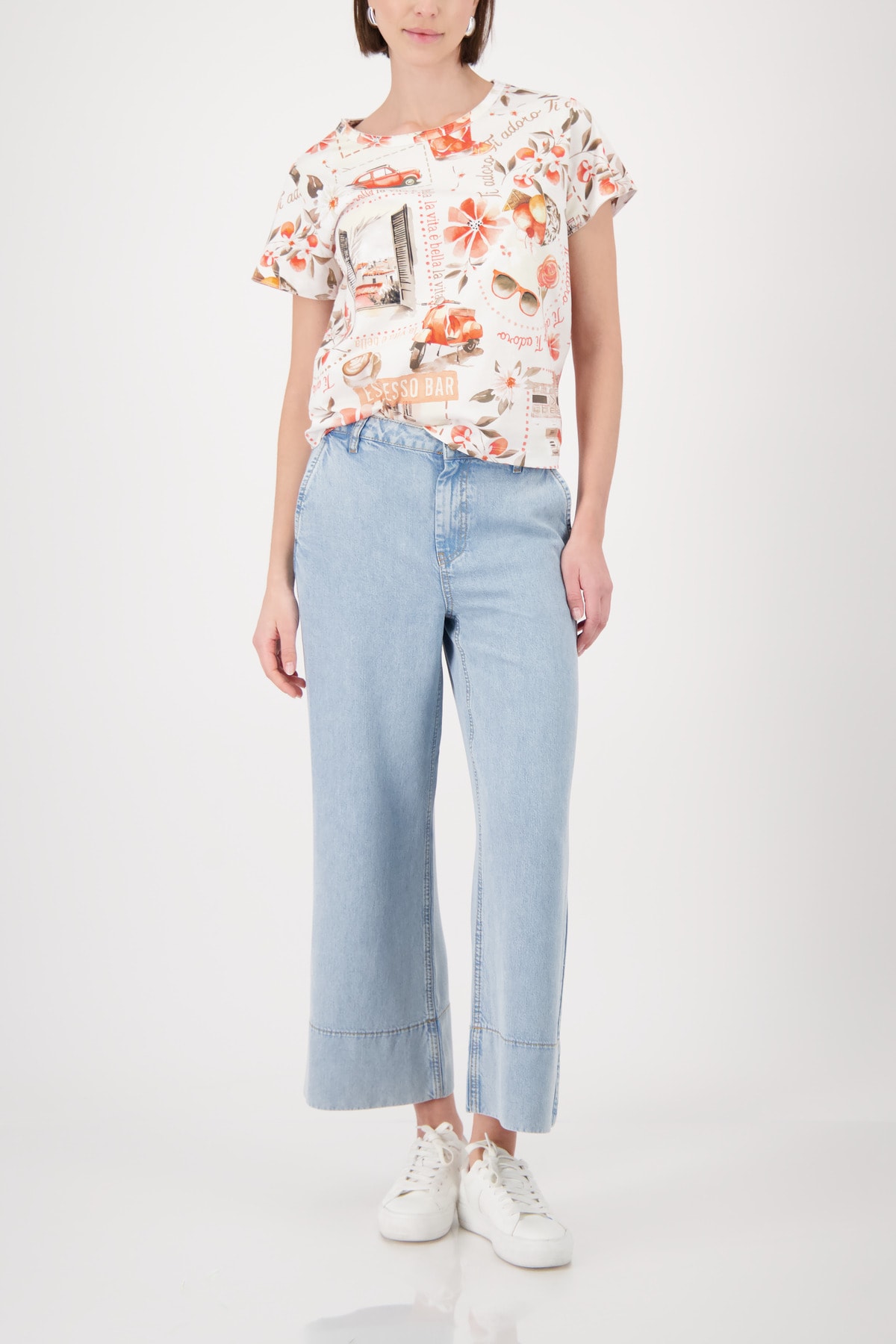 Monari T-shirt »Shirt Italydruck Allover« Regular fit mit Italienprint