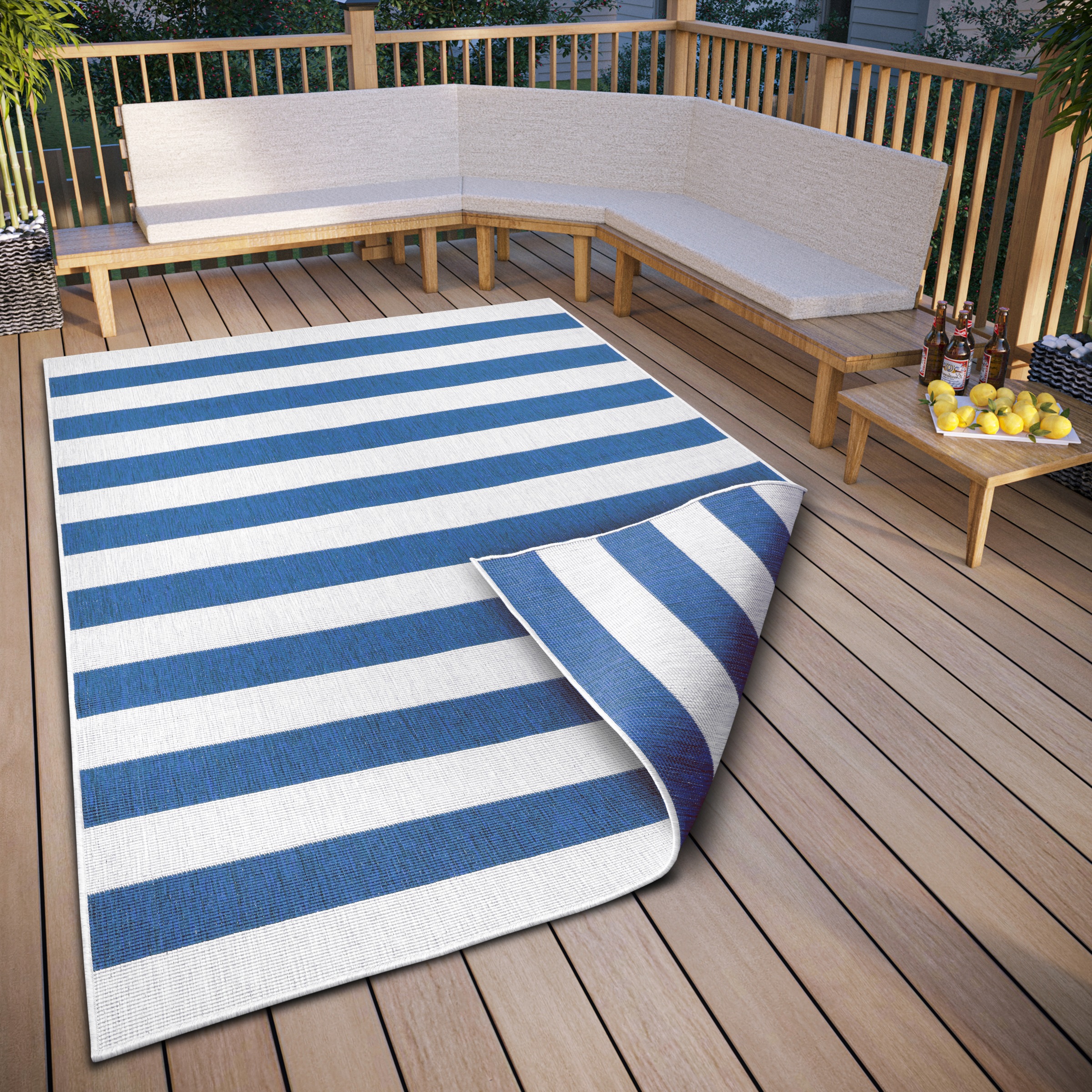 Image of GOODproduct Teppich "Alan Wendeteppich" rechteckig 5 mm Höhe beidseitig nutzbar, Streifen, Scandi, wetterfest, für In- und Outdoor