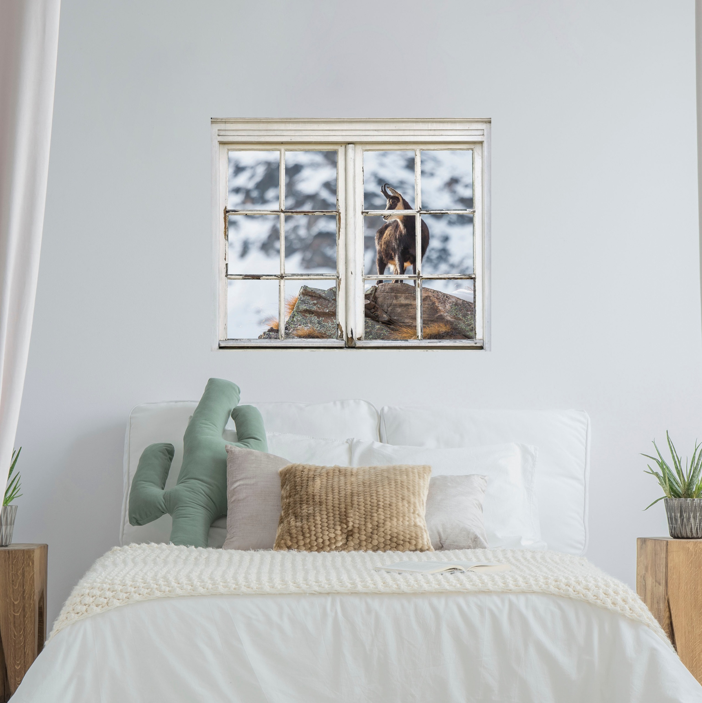 queence Wandsticker »Steinbock« Wandsticker, Wandbild, selbstklebend, 3D, Fenster, Steinbock