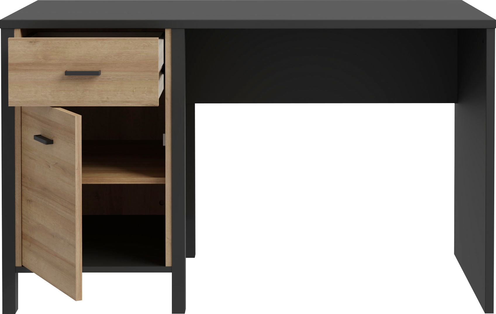 FORTE Schreibtisch »High Rock« mit Tür & Schublade, Industrial-Look, Knieblende, Breite 120 cm