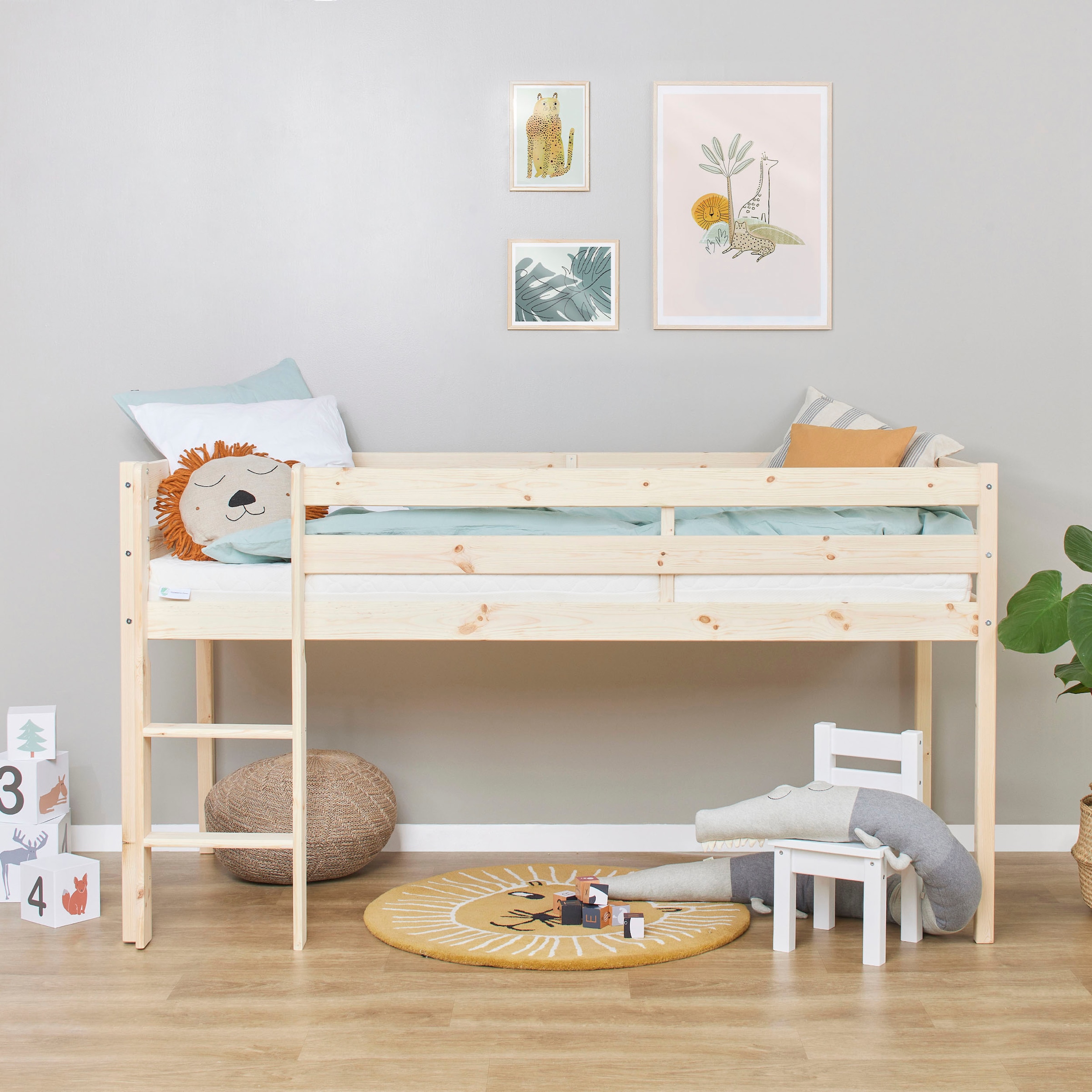 Hoppekids Spielbett »ECO COMFORT, Hochbett, in 2 Einzelbetten teilbar«, Höhe 72cm, Farbe & Grösse & Matratze