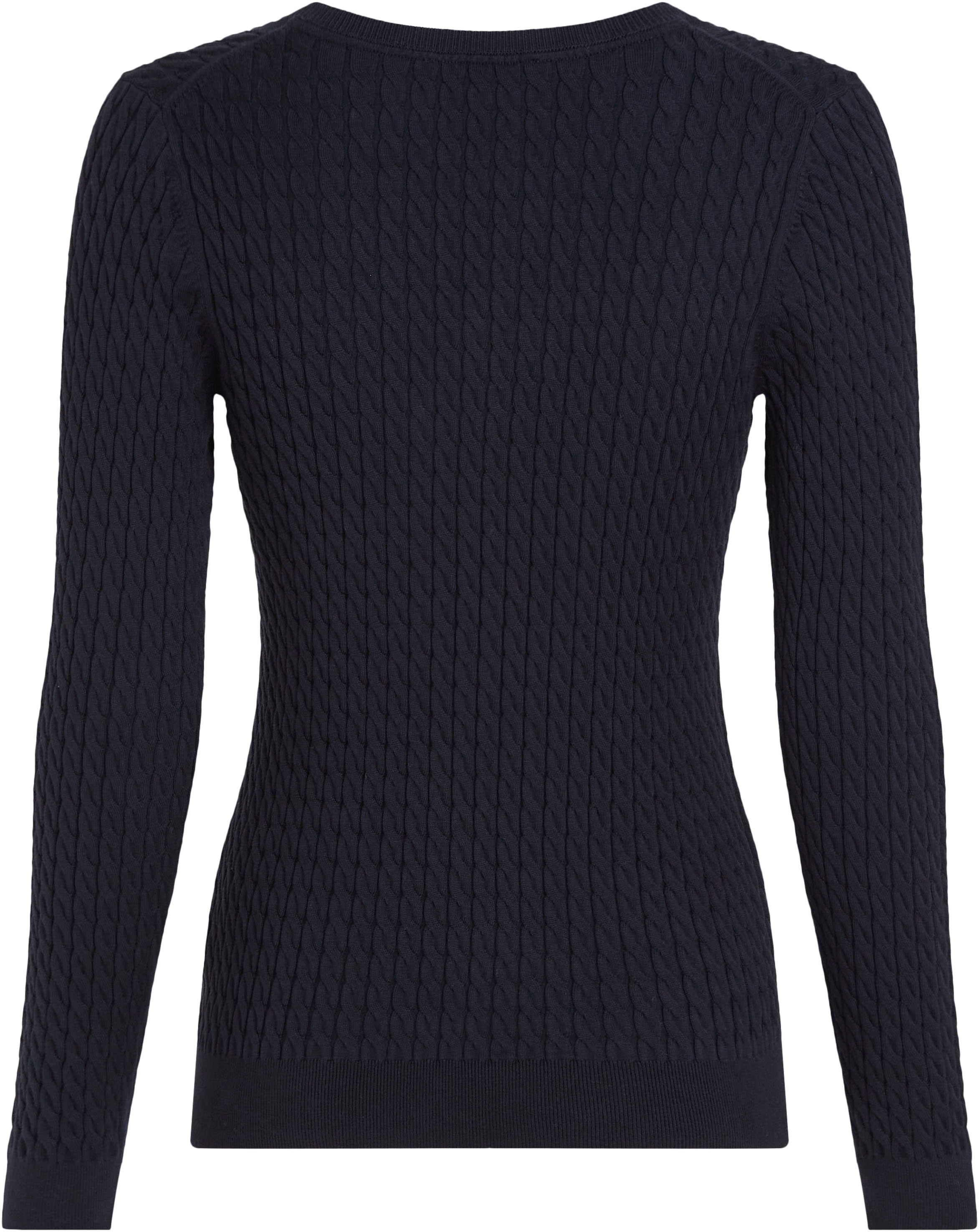 Tommy Hilfiger Strickpullover »CO CABLE V-NK SWEATER«, mit Zopfmuster