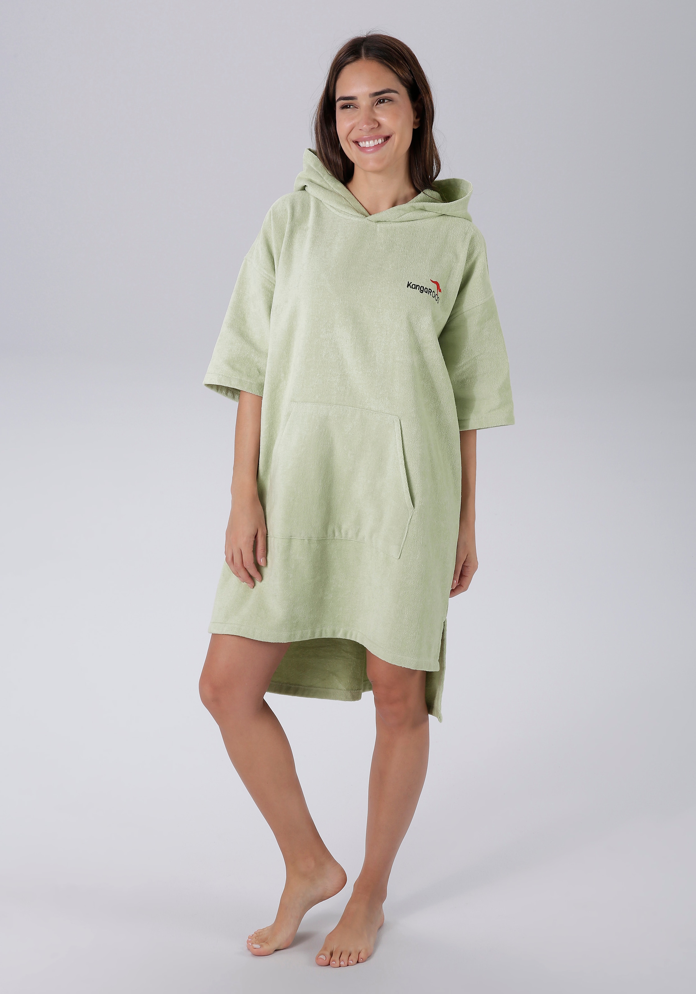 KangaROOS Poncho de bain »Summer, ideal für Sauna, Spa & im Urlaub, Damen & Herren« 1 cuis Surfponcho, mit Bauchtasche, 100% Baumwolle, Frottee