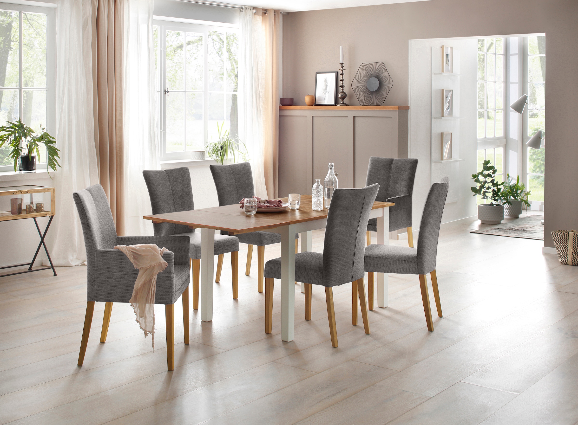 Home affaire Chaise de salle à manger »Aspen Polsterstuhl« (Ensemble) 2 cuisstructure en bois massif, en plusieurs qualités de revêtement style campagne