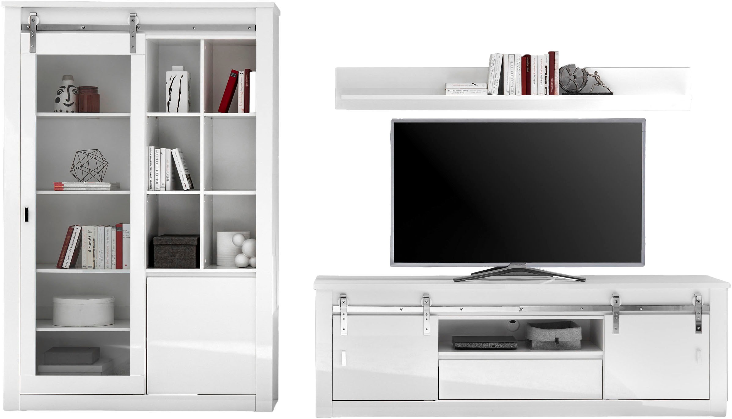 Home affaire Wohnwand »Daytona, moderne Anbauwand, Wohnzimmer-Set in Weiss Hochglanz« Set, 3 Stk. tlg.