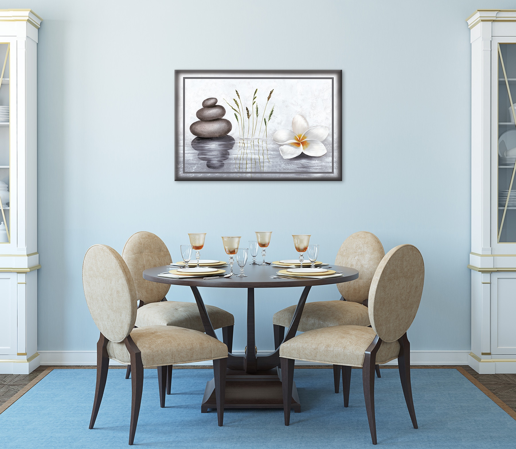 Bönninghoff Tableau sur toile »Wandbild WELLNESS ZEN 60x90 cm – Leinwandbild Keilrahmen Deko modern« Images de spa | Pierre | Zen 1 cuis tlg. tendu sur châssis