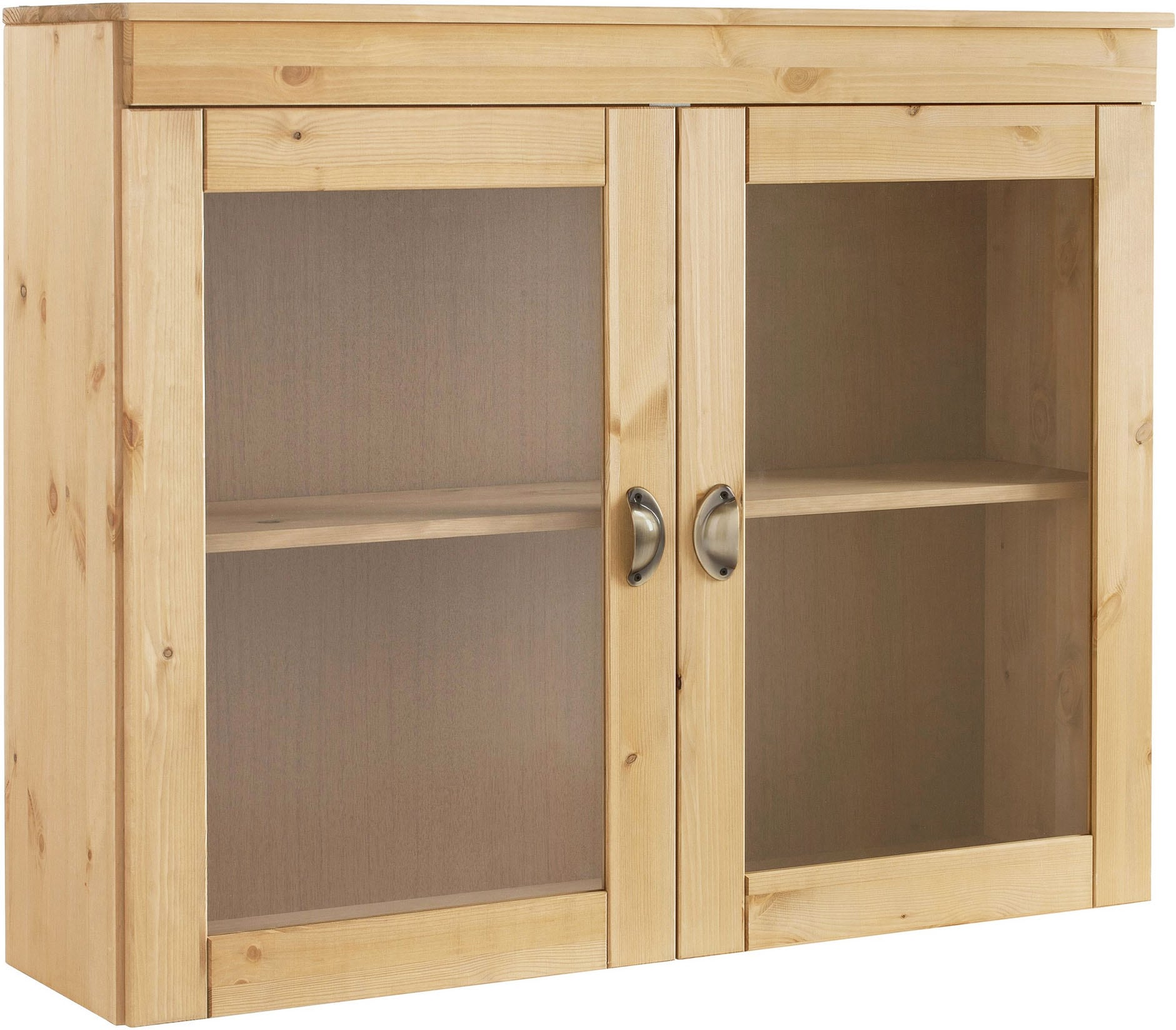 Image of Home affaire Glashängeschrank "Oslo" 100 cm breit, aus massiver Kiefer, mit 2 Glastüren, Metallgriffe