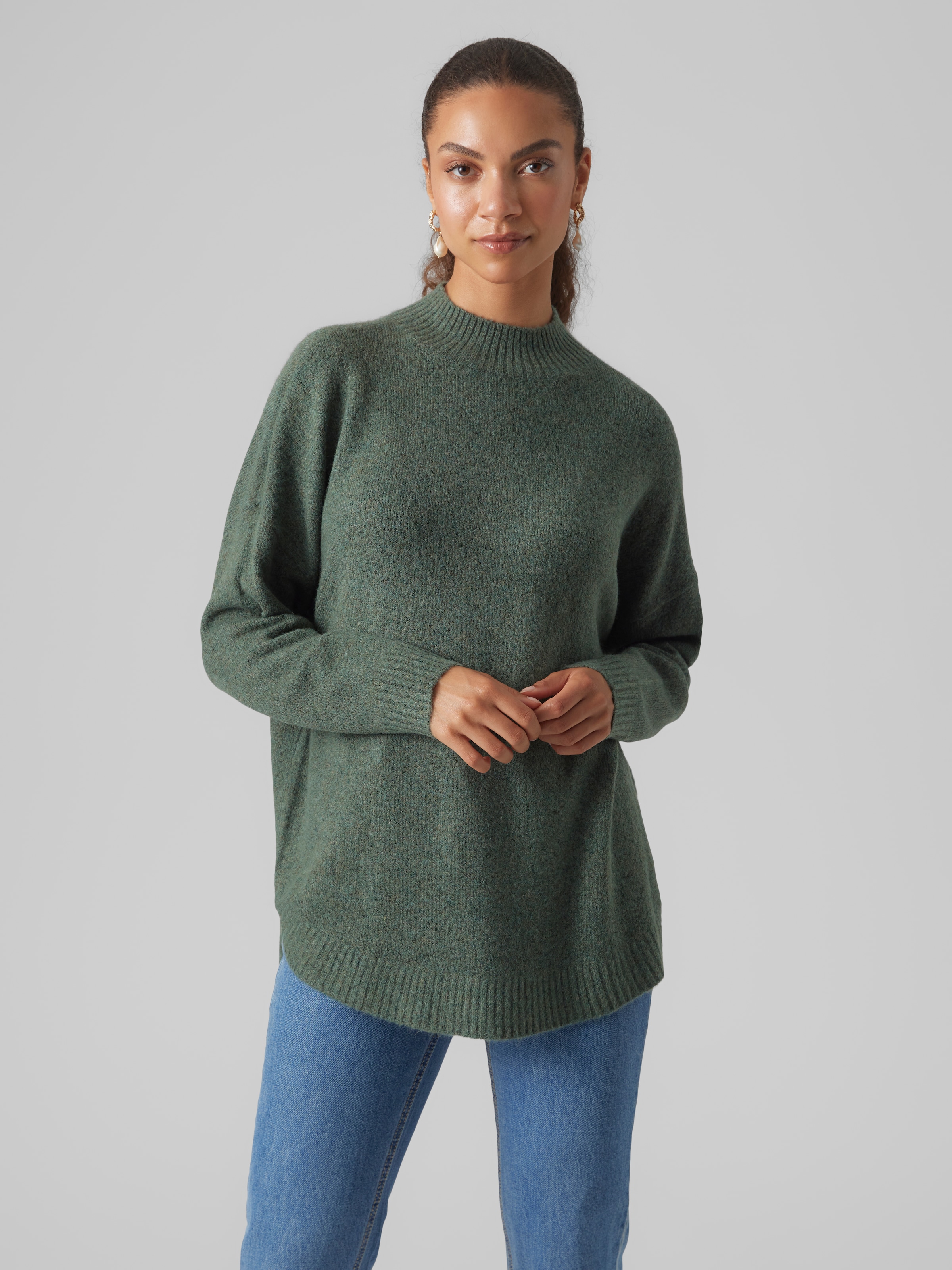 Image of Vero Moda Strickpullover "VMPLAZA LS HIGHNECK LONG PULLOVER GA BOO"