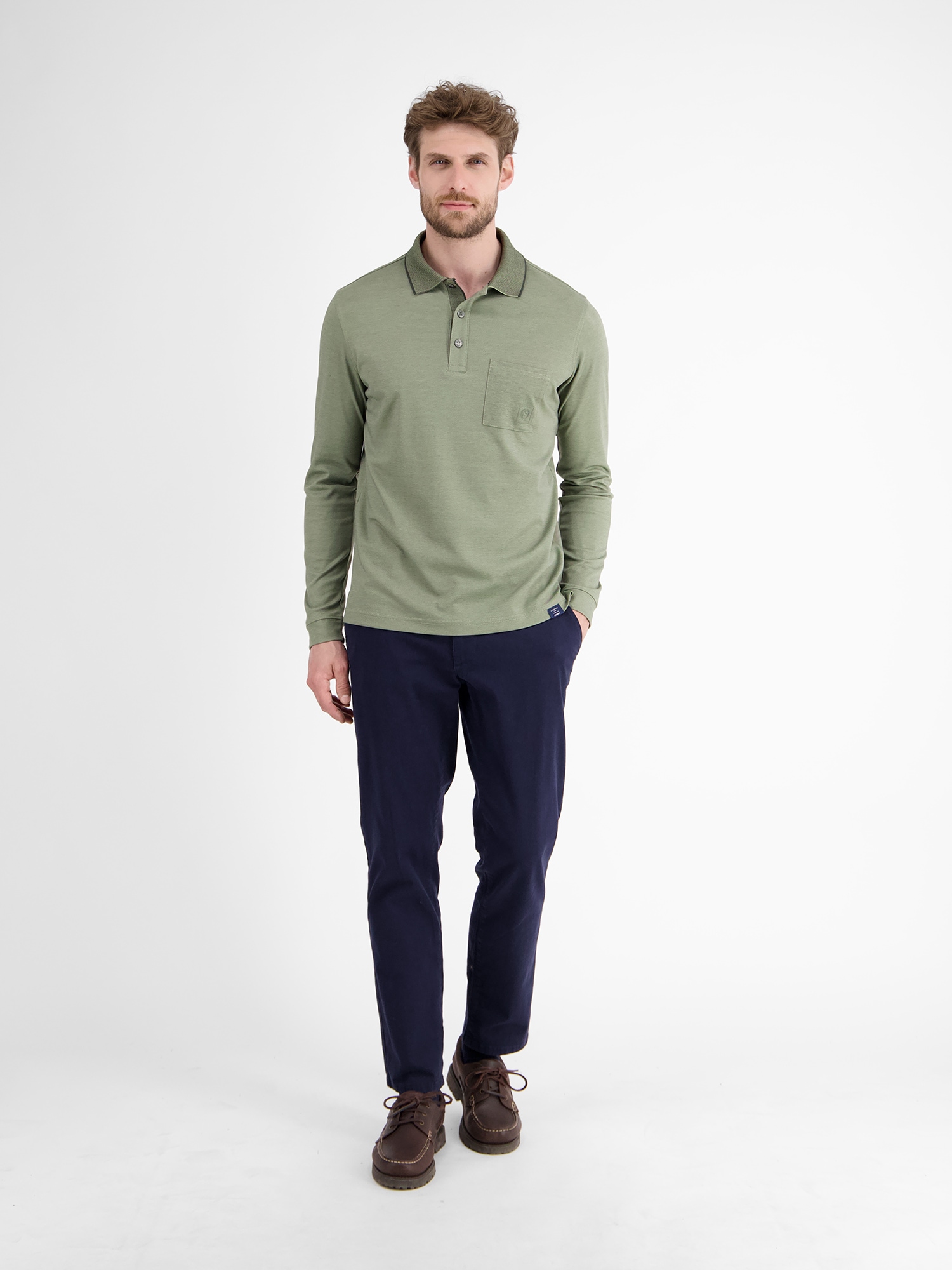 LERROS Langarm-Poloshirt »Langarmpolo für Herren in Strukturoptik«