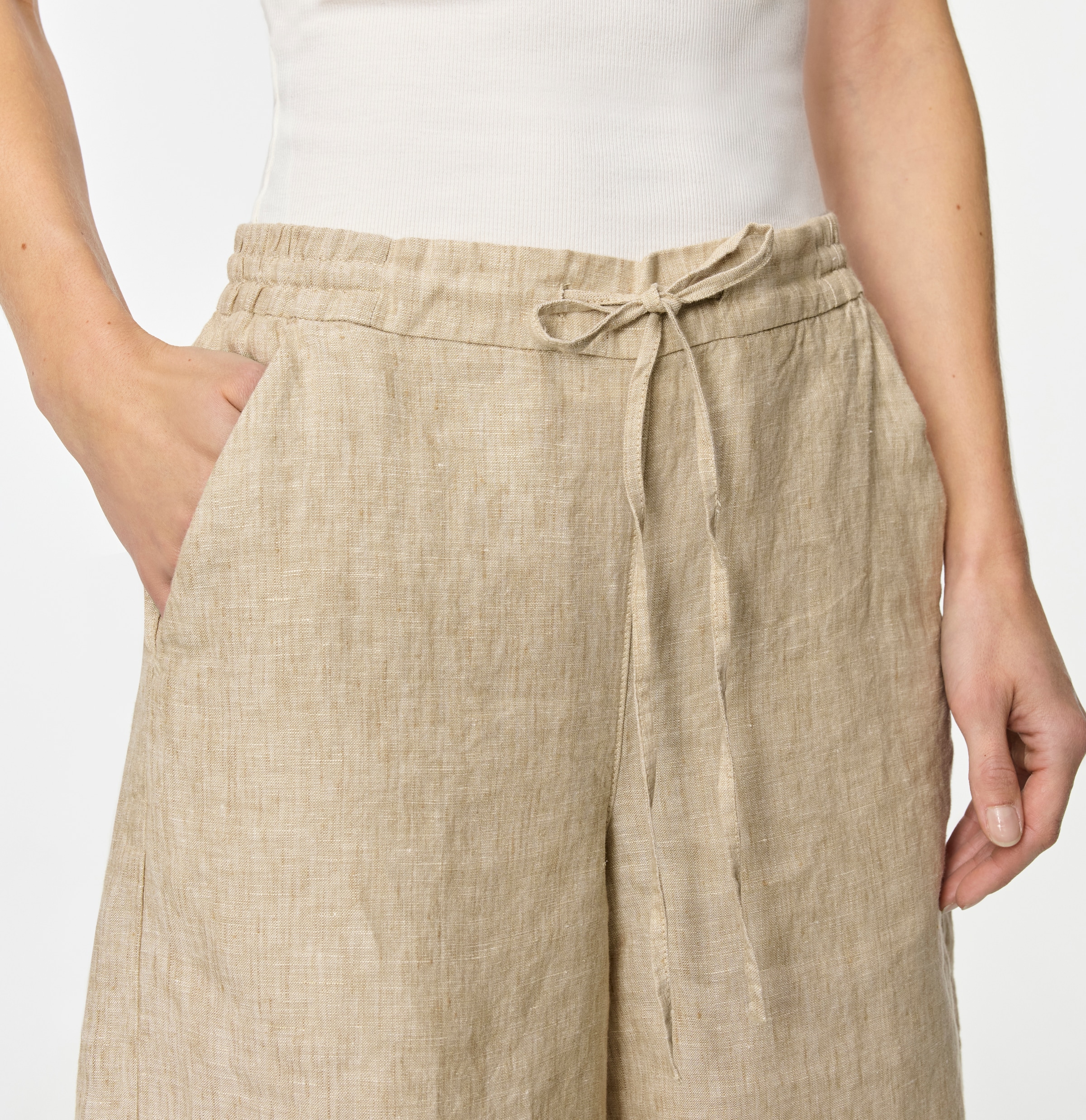 MAC Pantalon en lin »SANNY«  shorts, bermudas avec ceinture élastique et cordon de serrage