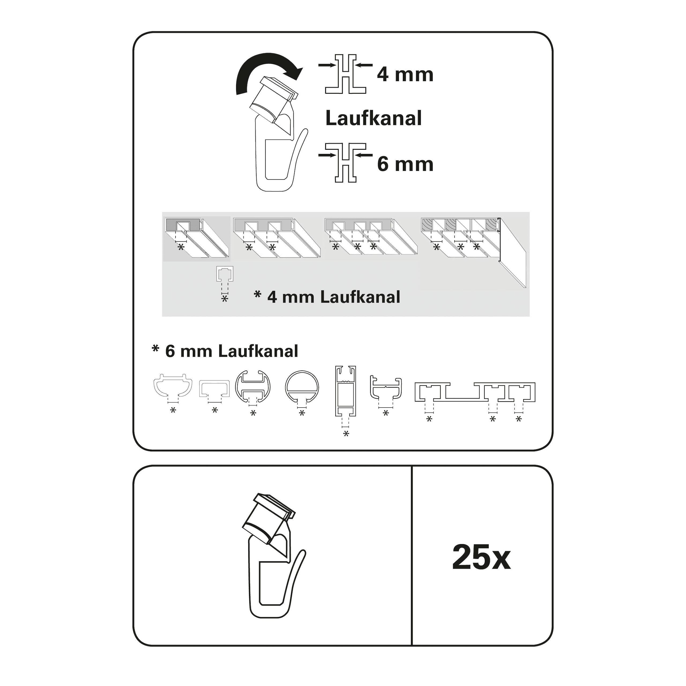 GARDINIA Klick-Gleiter »Duo X-Gleiter«, (25 St.), Serie Flächenvorhang-Technik Atlanta 3-läufig