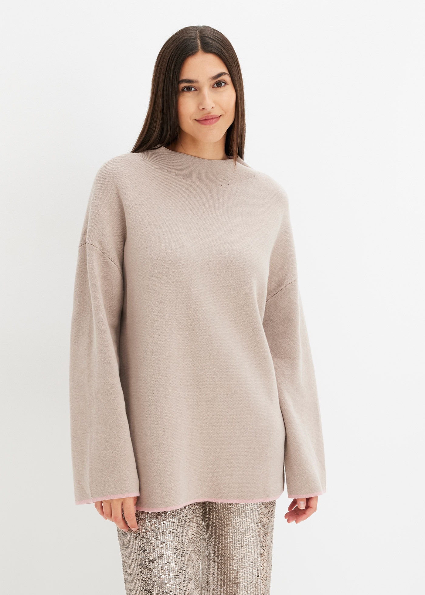 Image of bonprix Strickpullover "Wende-Pullover aus Feinstrick" aus Feinstrick, Stehkragen, toller Wende-Pullover, Oversized-Passform