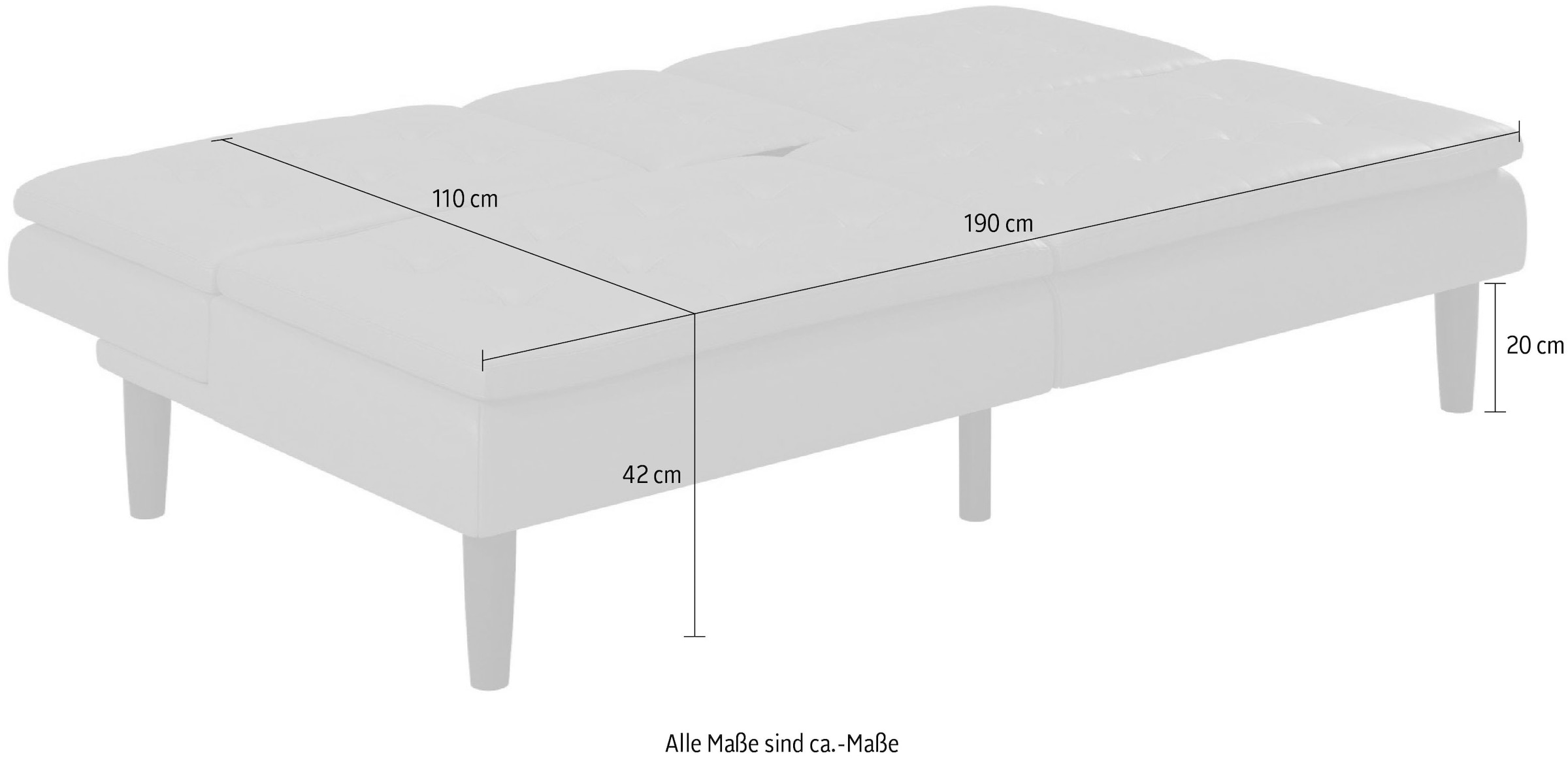 Dorel Home Schlafsofa »MAINE, Kinosofa mit Relax- und Bettfunktion,«, mit 2 Getränkehaltern, Liegefläche 190 x 110 cm