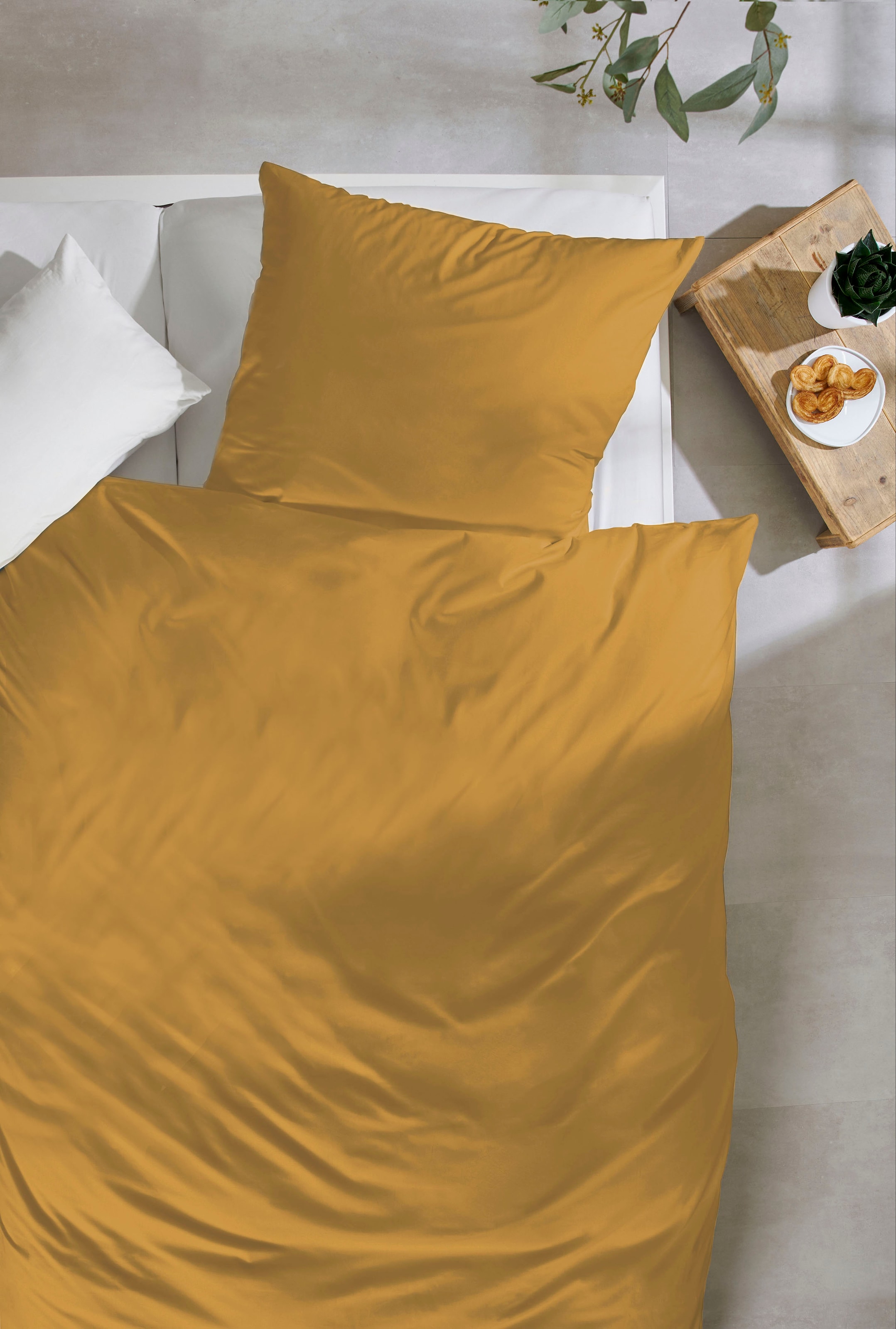 Primera Linge de lit »Uni Luxus-Satin in Gr. 135x200, 155x220 oder 200x200 cm« 2 cuis tlg. Bettwäsche aus Baumwolle, unifarbene Bettwäsche mit Reissverschluss