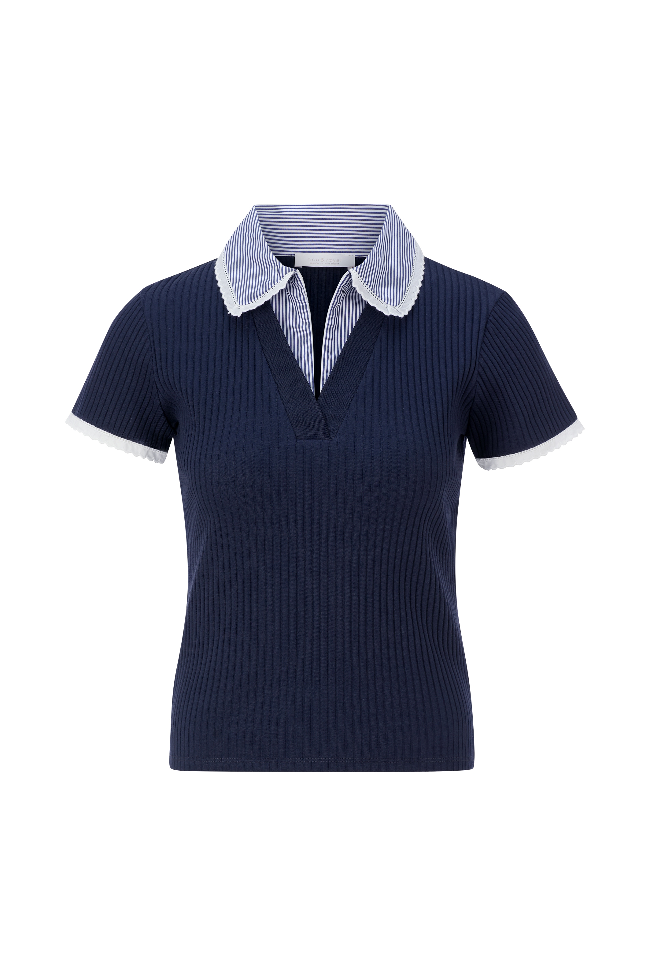 RICHROYAL Poloshirt im Lagen-Look, Shirt mit V-Ausschnitt und integriertem Blusenkragen