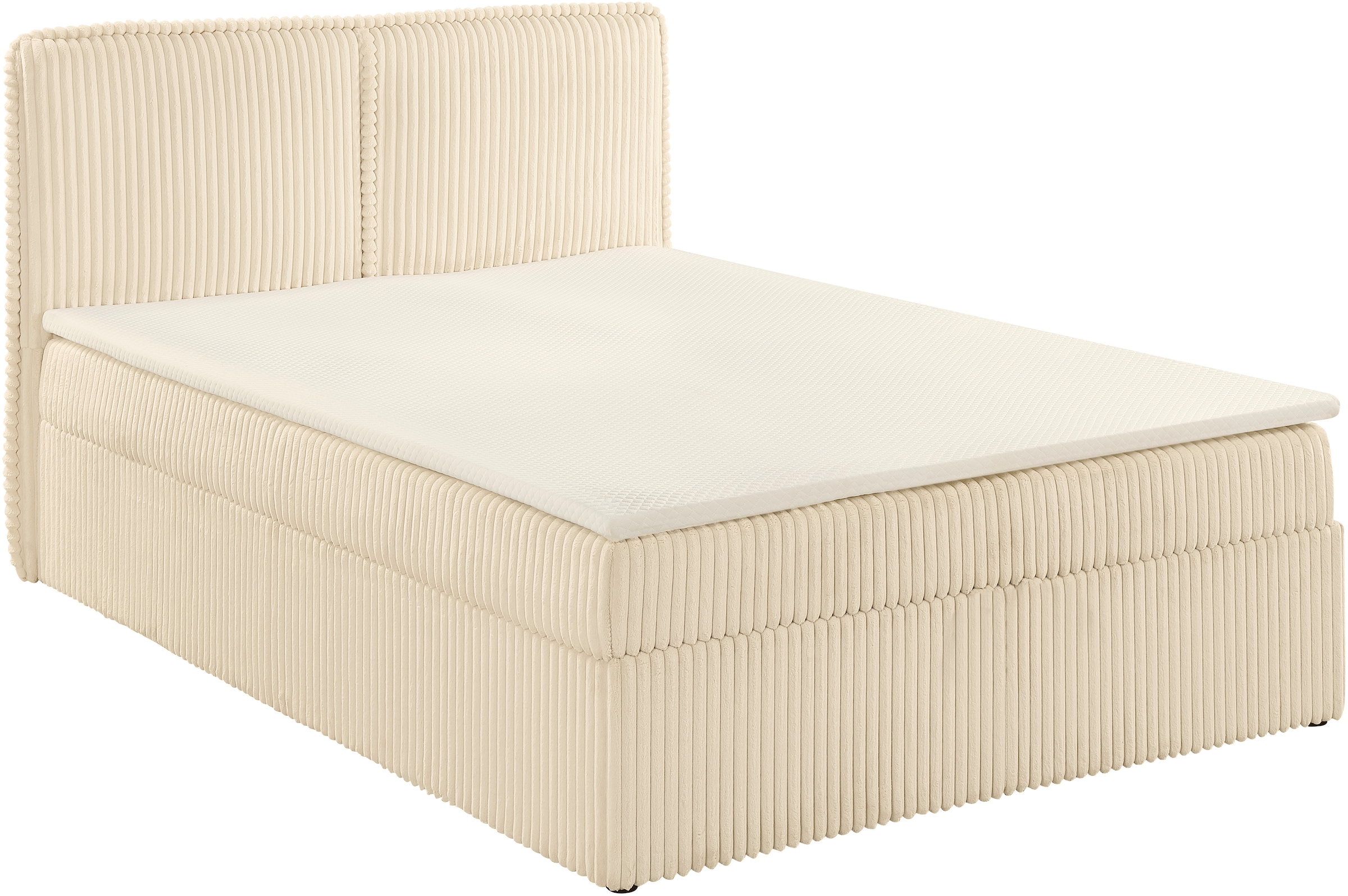 GOODproduct Polsterbett »TIFFANY, Boxbett mit Bettkasten, inkl. Taschenfederkernmatratze (H3)« mit Kaltschaumtopper, Breitcord-Bezug, 140x200 & 180x200 cm