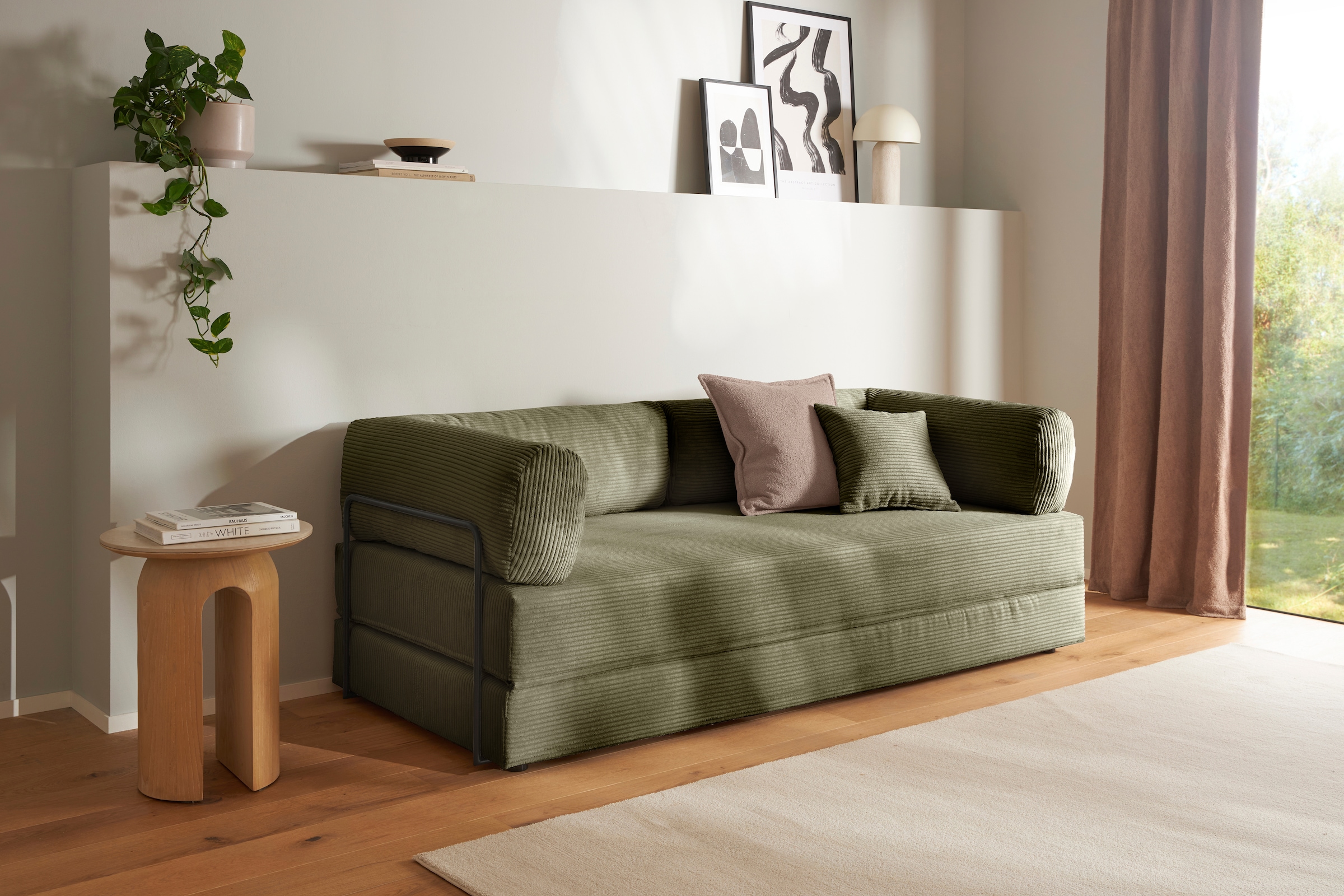 homsy by Ana Johnson Canapé-lit »Folda, Dauerschläfer, Breite 206 cm, Liegefläche 181x198 cm« mit Bett-/Schlaffunktion, inkl. 1x Zierkissen, Tonnentaschenfederkern