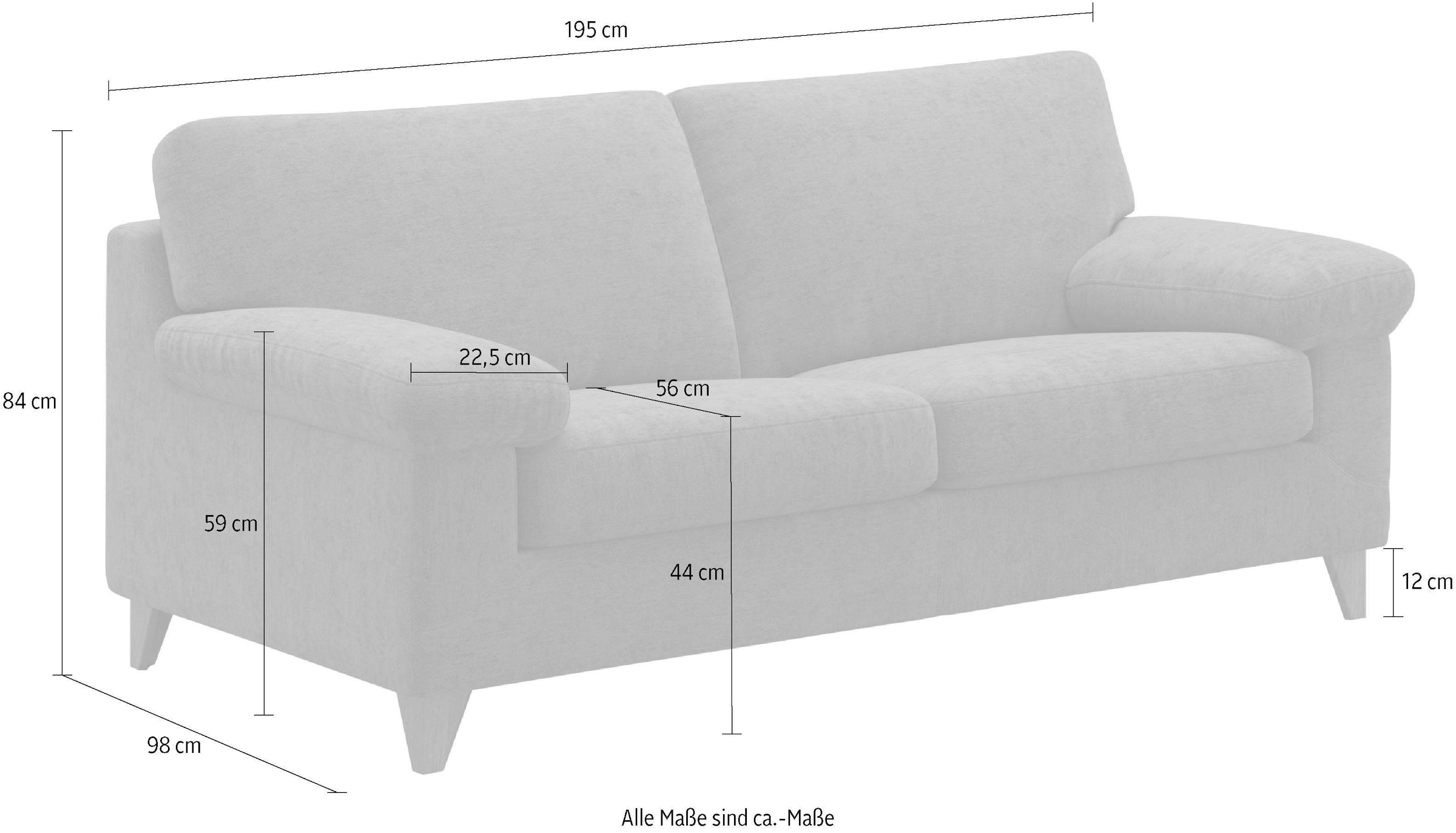 machalke® 2,5-Sitzer »diego«, mit weichen Armlehnen, Füsse wengefarben, Breite 195 cm